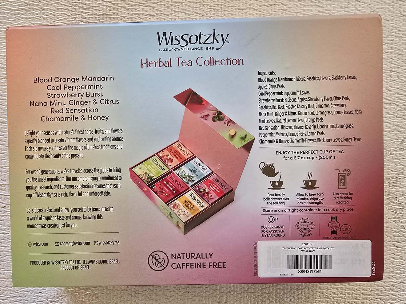 Wissotzky Herbal Tea Gift Set - Variety Pack Sampler (42 Tea Bags) Premium Reusable Gift Box | Caffeine-Free | 6 Exciting Flavors | Individually Wrapped Tea Bags | Ideal Present for Holiday & Corporate Gifting | Magnetic Closure Box | Kosher customer photo 1