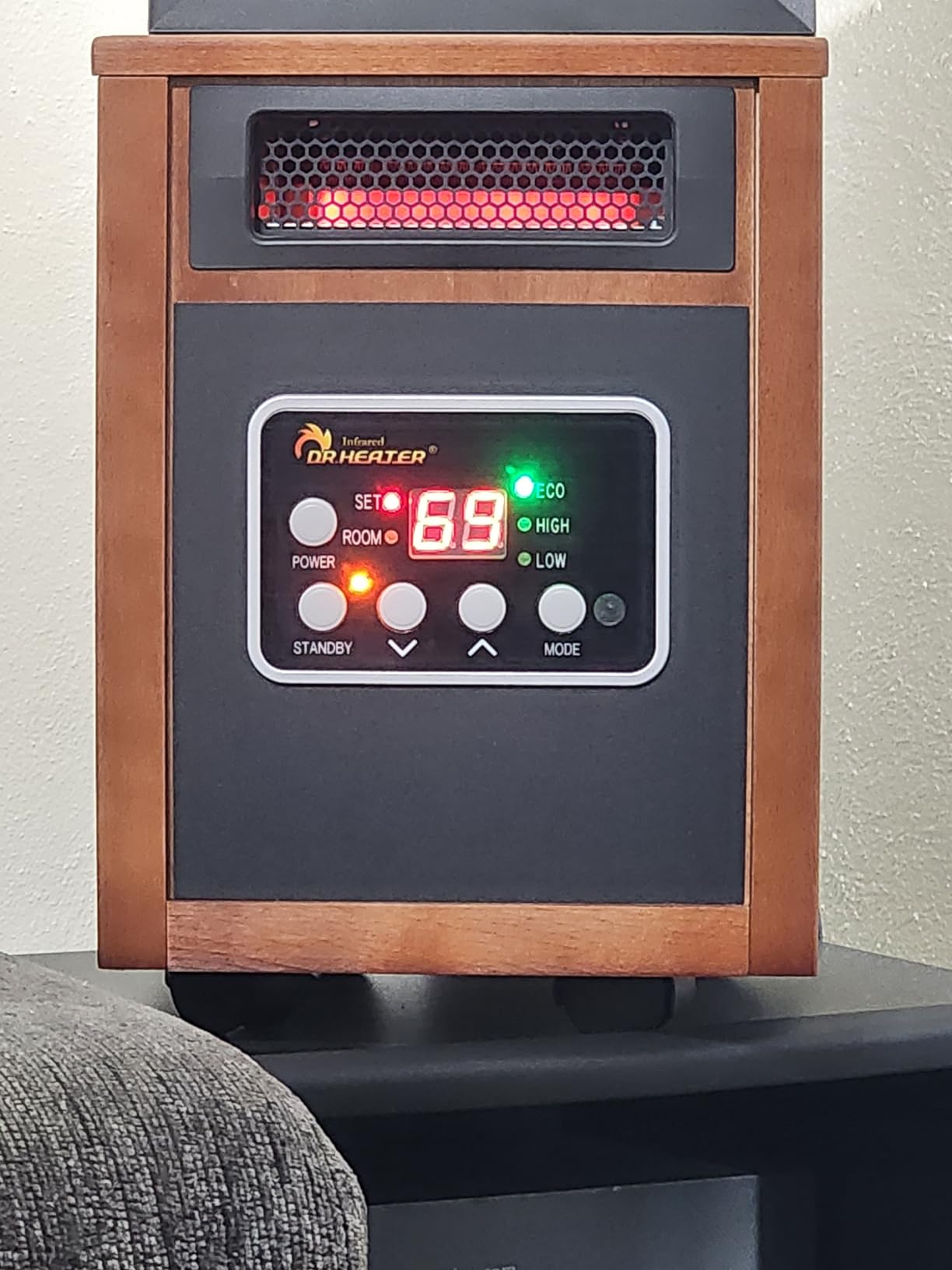 DR. INFRARED HEATER DR-991 Portable Electric Fireplace Space Heater w/Humidifier & Remote, Infrared Heat, 3D Flame Effect, Timer, Quiet, 1500W, ETL Listed, Freestanding, LED Display customer photo 2