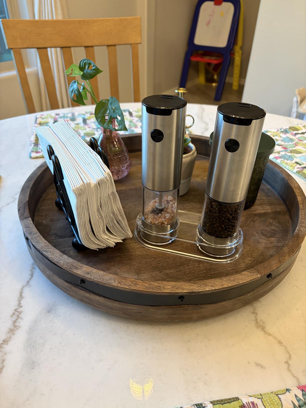 Electric Salt and Pepper Grinder Set, Battery Automatic Salt and Pepper Shaker with Adjustable Coarseness, Large Capacity Pepper Mill with LED Kitchen Appliances(Battery-Stainless Steel) customer photo 1