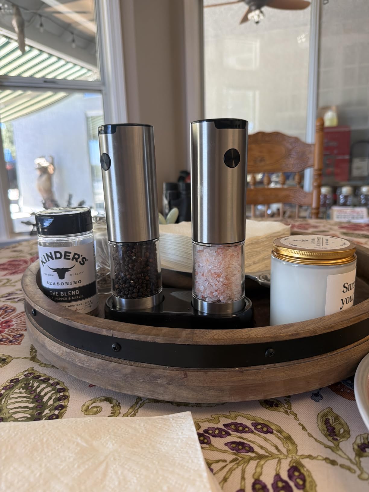 Electric Salt and Pepper Grinder Set, Battery Automatic Salt and Pepper Shaker with Adjustable Coarseness, Large Capacity Pepper Mill with LED Kitchen Appliances(Battery-Stainless Steel) customer photo 2