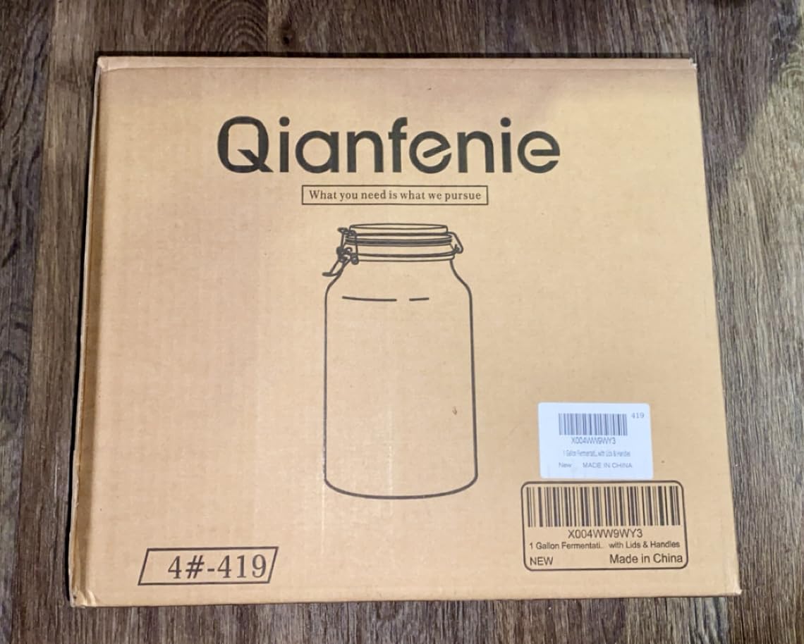 Qianfenie Upgrade 1 Gallon Fermentation Jar with Airlocks, 2 Pack Glass Jar | Airtight Lids, Stainless Steel Handles, Non-Slip Silicone Bases, Fermenting Jar for Kimchi, Sourdough Starter & Mead Making customer photo 2