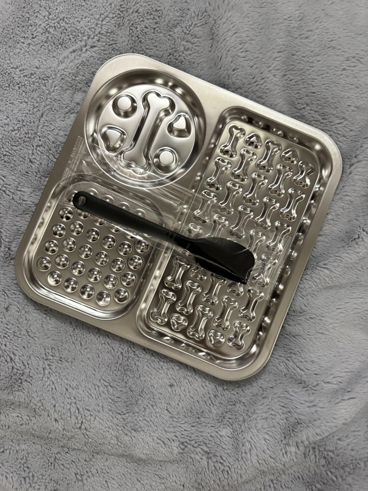 Stainless Steel Lick Mat for Dogs and Cats - FEELNEEDY Large Licking Pad with Suction Cups, Chew-Proof, Non-Slip Pet Licky Mat for Boredom Reducer and Anxiety Relief, Easy to Clean (1Pack) customer photo 1