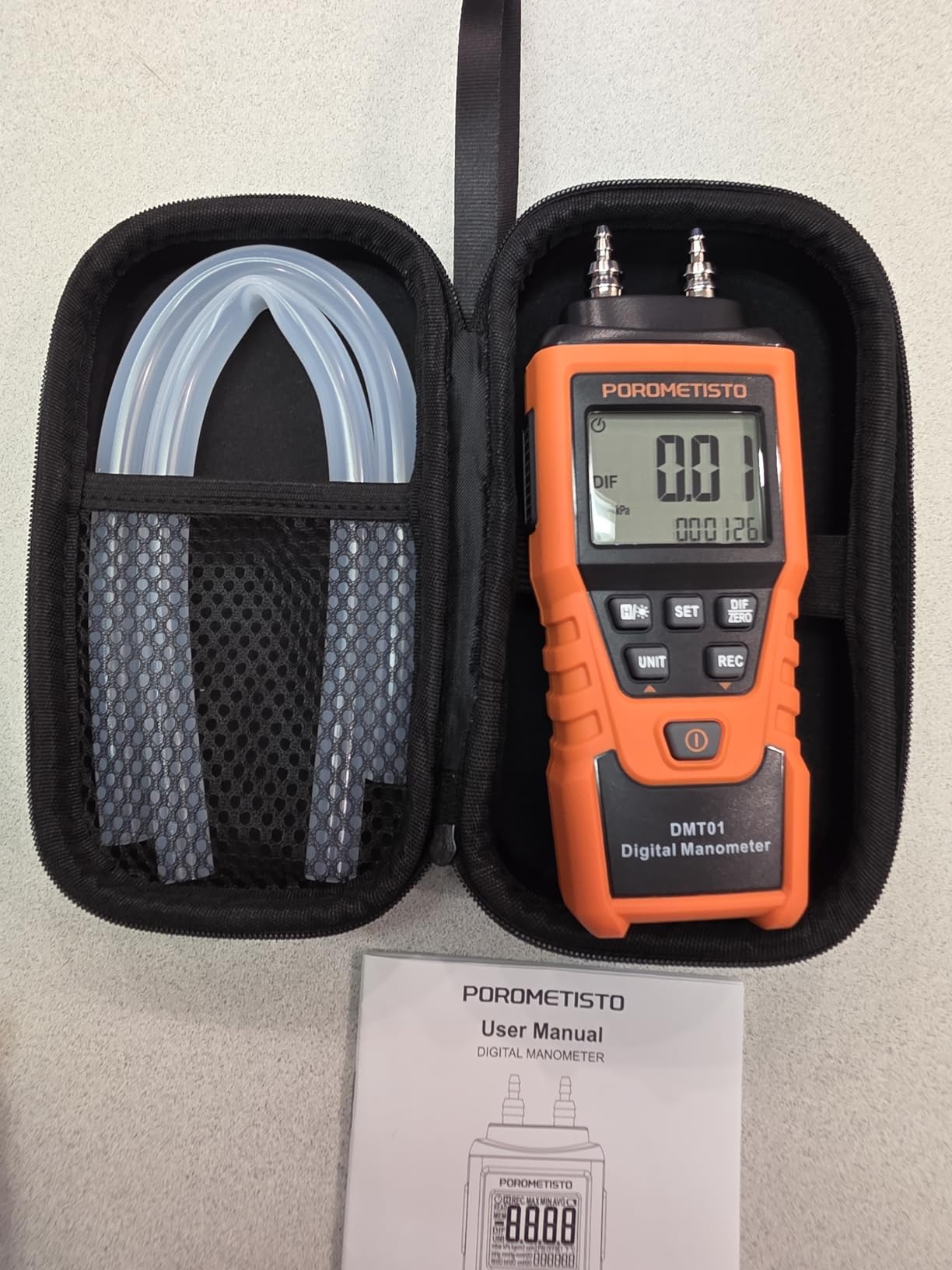 DMT01 Digital Manometer POROMETISTO, Manual Calibration Custom Zero | Real time measurement, Max/Min/Avg Recording,HVAC Manometer, 12 Units Gas Pressure Tester, Differential Pressure Gauge customer photo 2