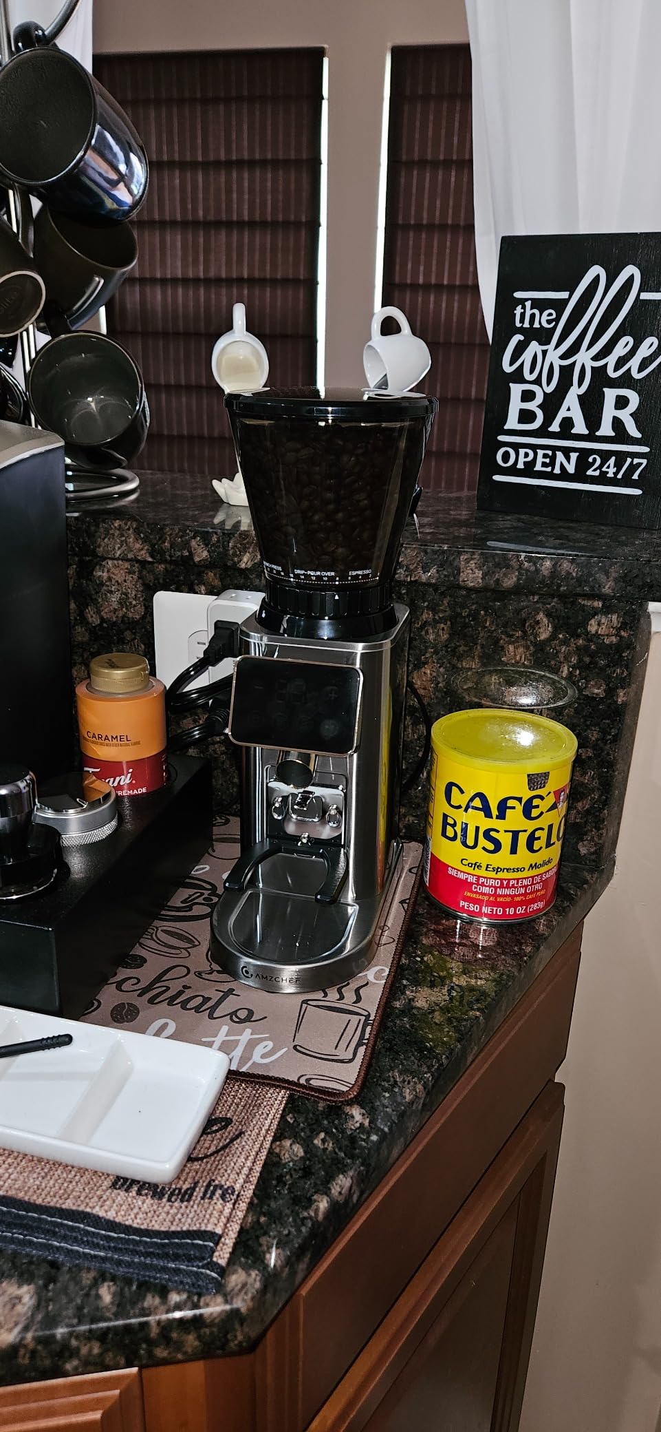 AMZCHEF 64mm Flat Burr Coffee Grinder, Commercial Grade Espresso Bean Grinder, 90 Settings, All-Metal Chamber, Anti-Static, LED Timer, DC Motor, Stainless Steel Body, Electric, Easy Clean customer photo 1