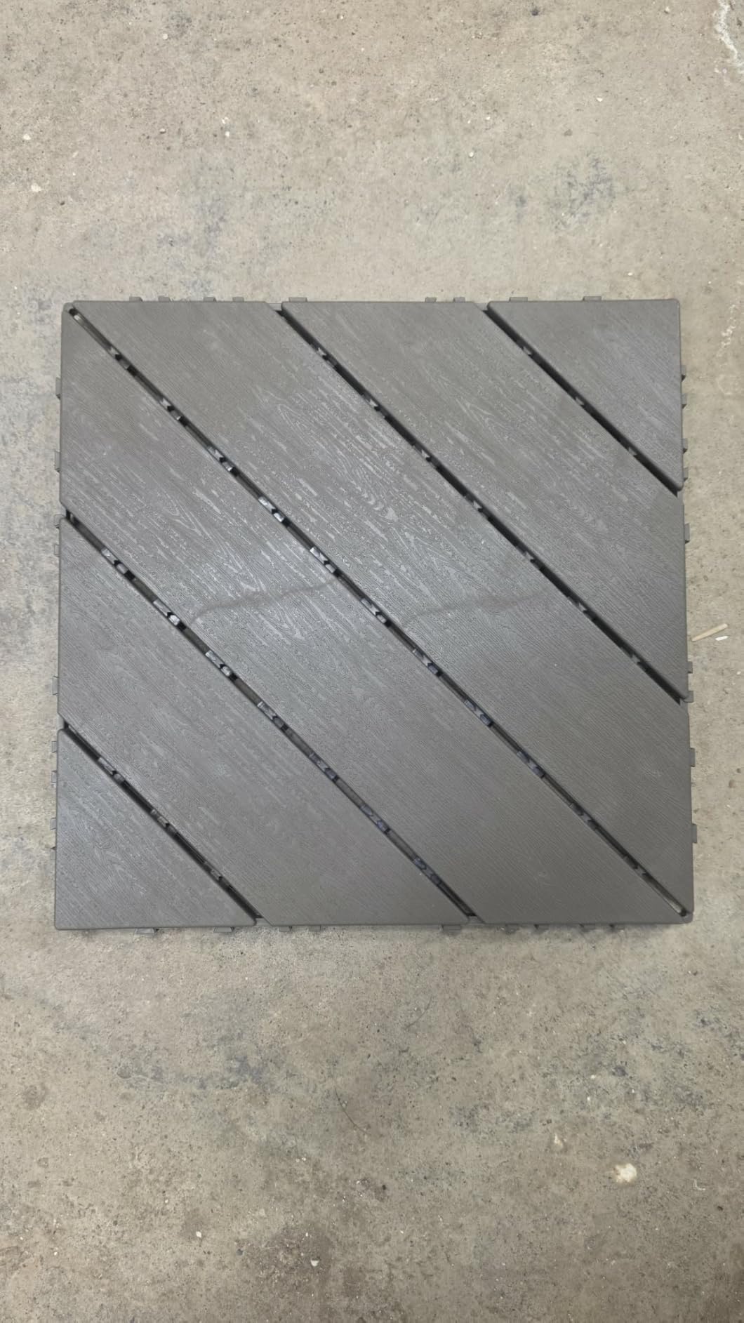 72 PCS Plastic Interlocking Deck Patio Tiles, Grey, Diagonal | 12