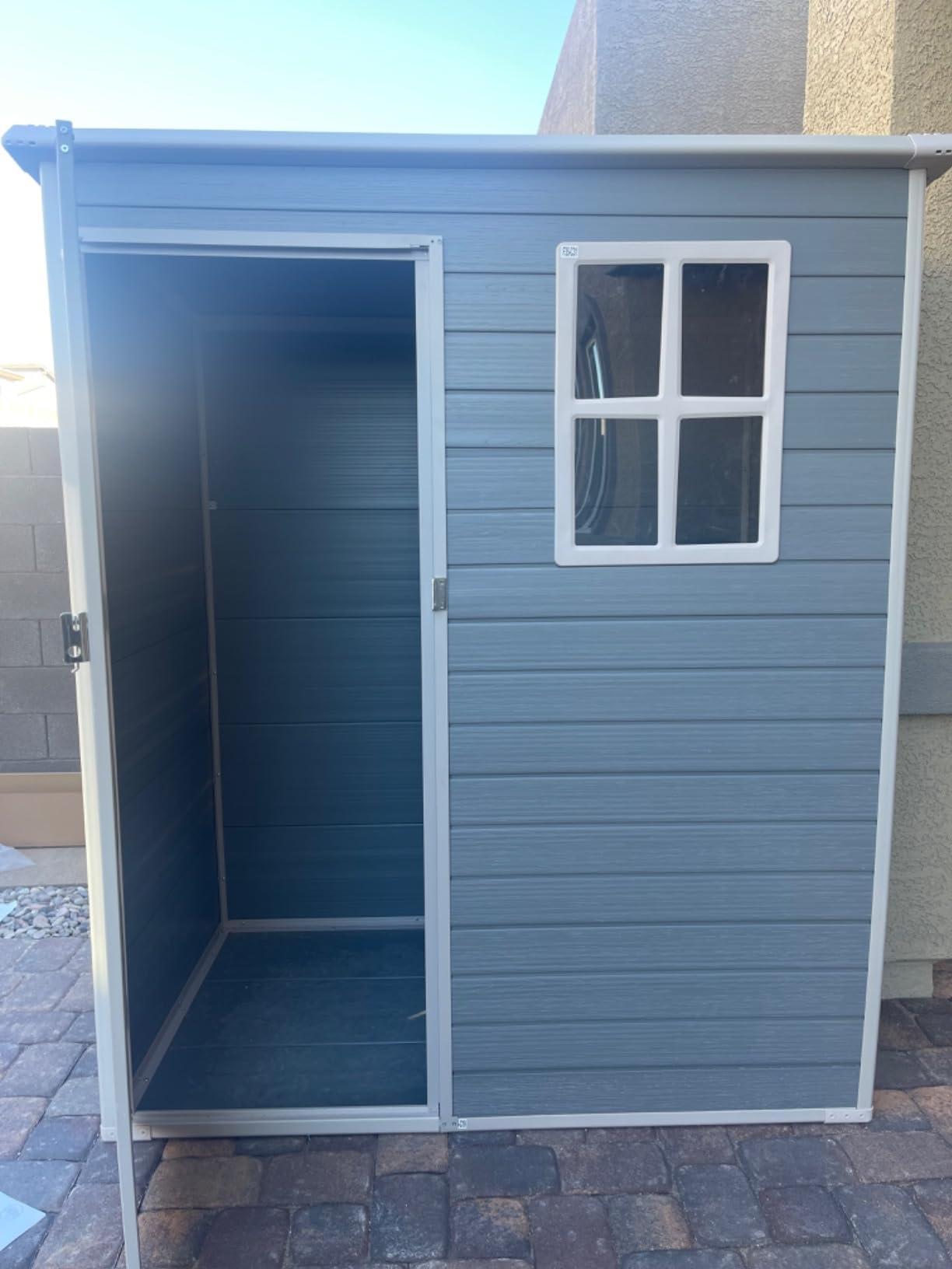 Aoxun Resin Outdoor Storage Shed, 6x8 FT Outdoor Shed with Floor, Gray | All-Weather Plastic Garden Tool Shed with Lockable Door, Sloping Roof & Window for Backyard, Patio, Poolside customer photo 1