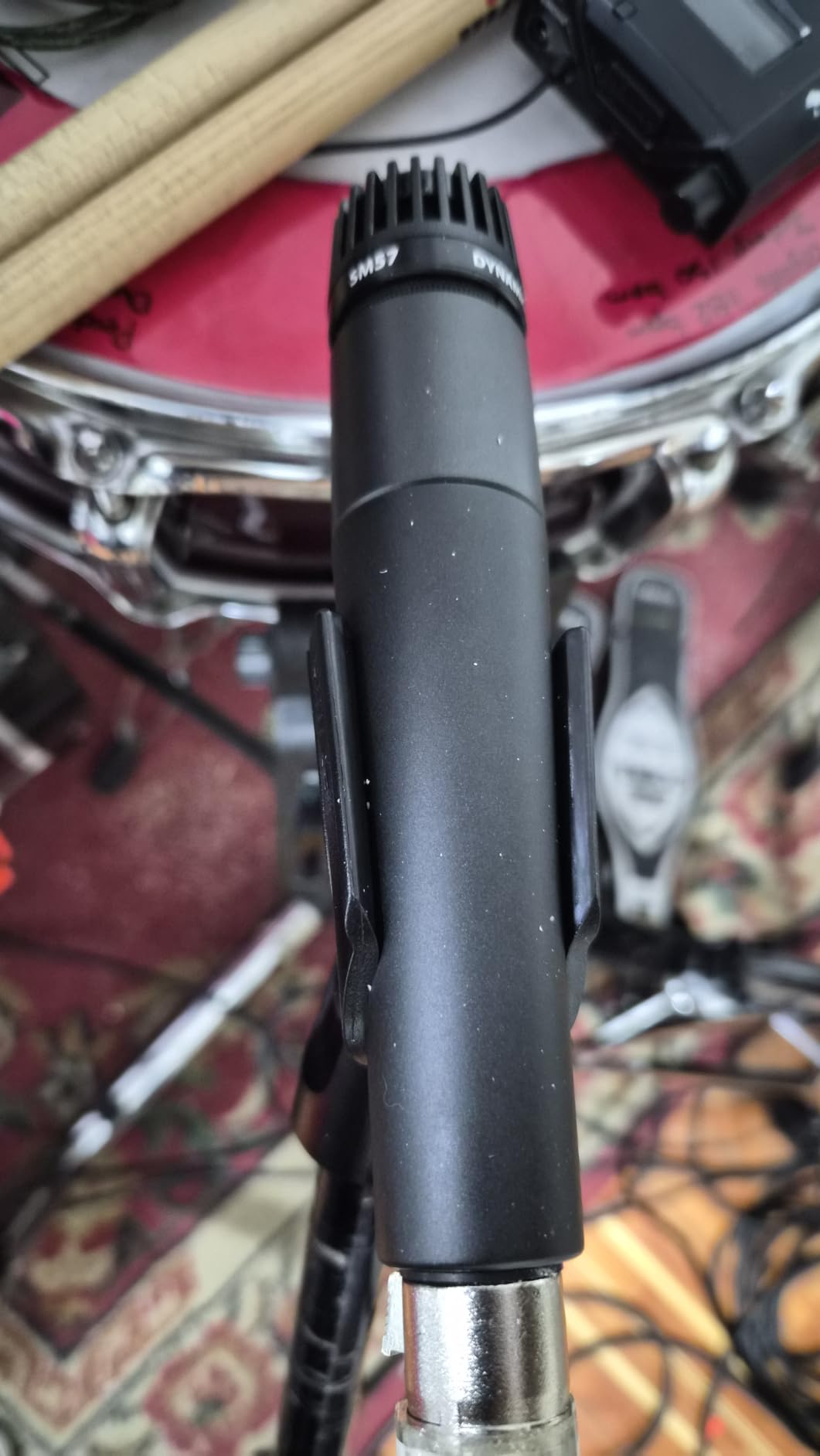 Shure SM57 Pro XLR Dynamic Instrument Microphone | Cardioid dynamic mic for studio and live instruments, drums, percussion and amp miking; recording-ready customer photo 1
