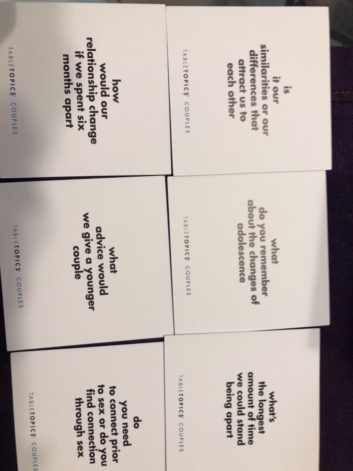 TableTopics Couples Conversation Starter Card Game for Romantic Partners - 135 Questions for Date Nights, Reconnecting, & Strengthening the Relationship, Gift for Couples, Weddings, Anniversaries customer photo 1