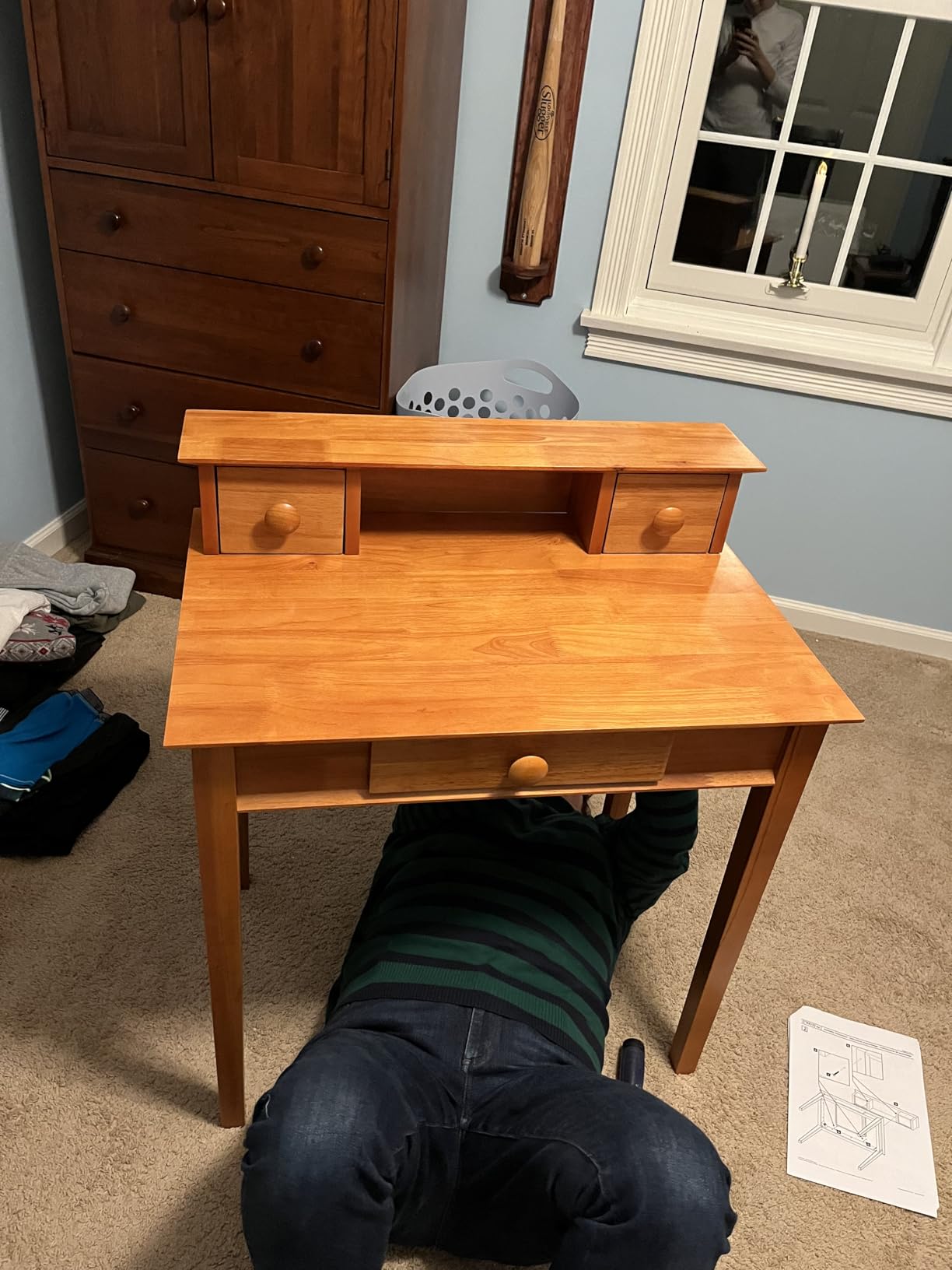 Winsome Studio Writing Desk with 3 Drawers, Honey customer photo 1