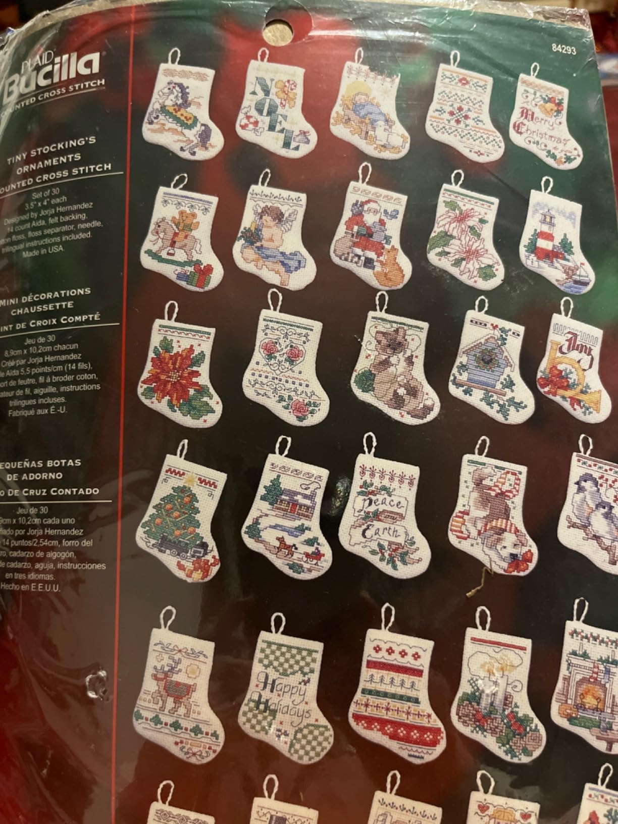 Bucilla Counted Cross Stitch Ornament Kit, 84293 Tiny Stocking, White customer photo 1