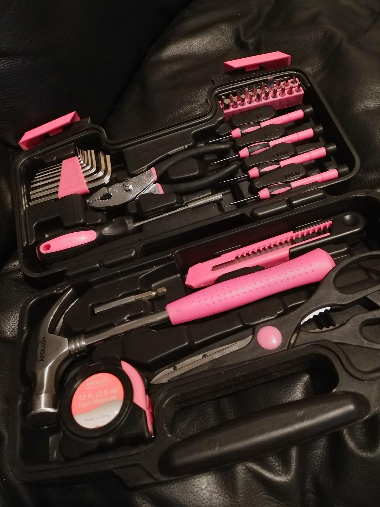 Apollo Tools Original 39 Piece General Household Tool Set in Toolbox Storage Case with Essential Hand Tools for Everyday Home Repairs, DIY and Crafts - Pink Ribbon - DT9706P customer photo 2