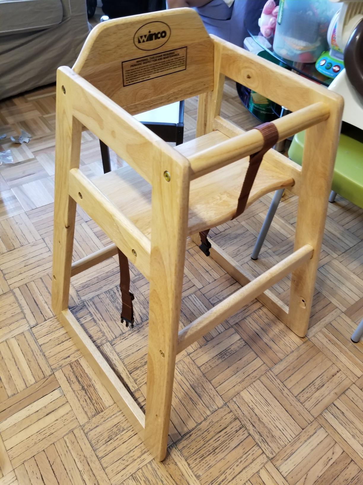 Winco Unassembled Wooden High Chair, Natural,Tan, Medium customer photo 1