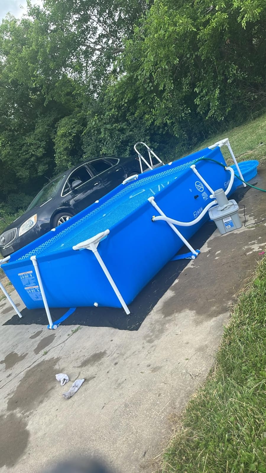 INTEX Rectangular Frame 8 ft 6 in x 5 ft 3 in x 25 in Above Ground Pool, Swimming Pool with Steel Frame, Pump Not Included customer photo 1