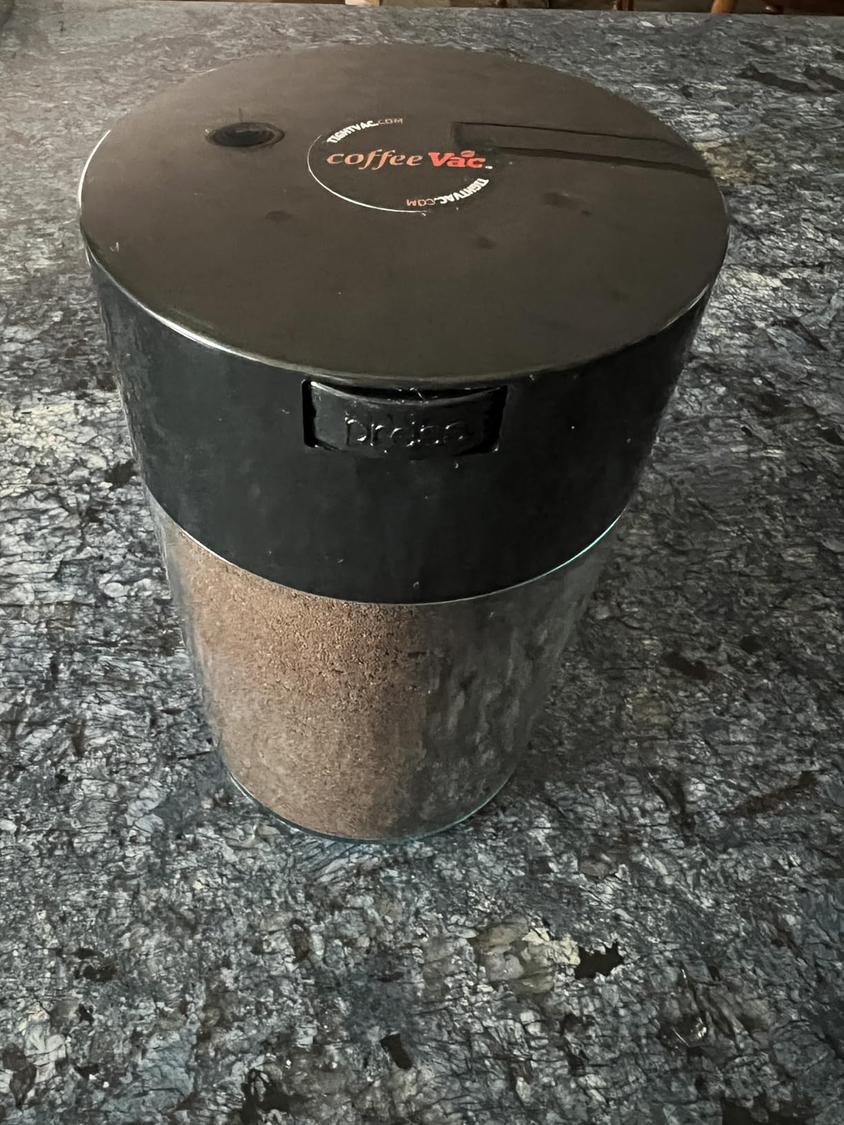 COFFEEVAC 1LB – Patented Airtight Container | Multi-use Vacuum container works as smell proof containers for ground coffee and coffee bean containers. Black cap and body. customer photo 1