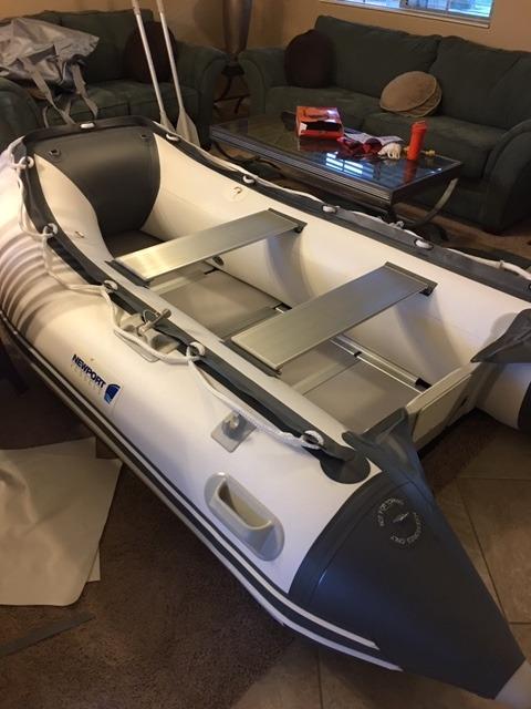 Newport 10ft 6in Newport Model Inflatable Dinghy Boat Transom Sport Tender - 5 Person - 15HP USCG Rated, White/Gray customer photo 1