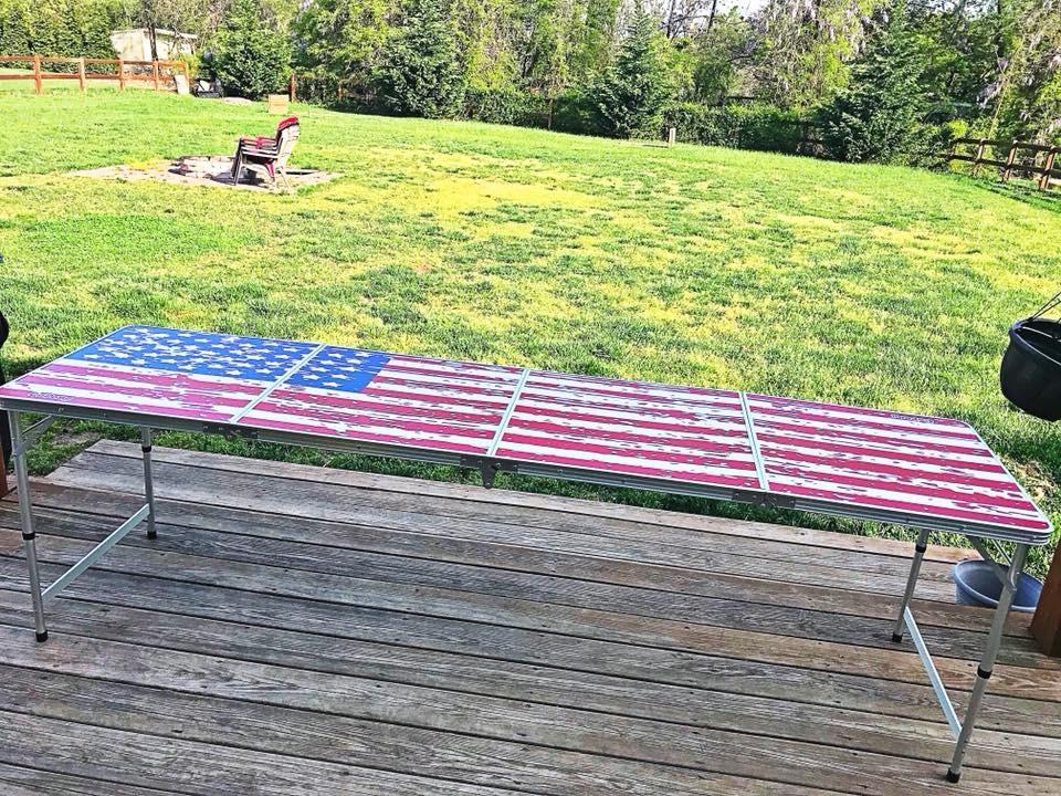 GoPong 8 Foot Portable Beer Pong/Tailgate Tables (Black, Football, American Flag, or Custom Dry Erase) customer photo 2