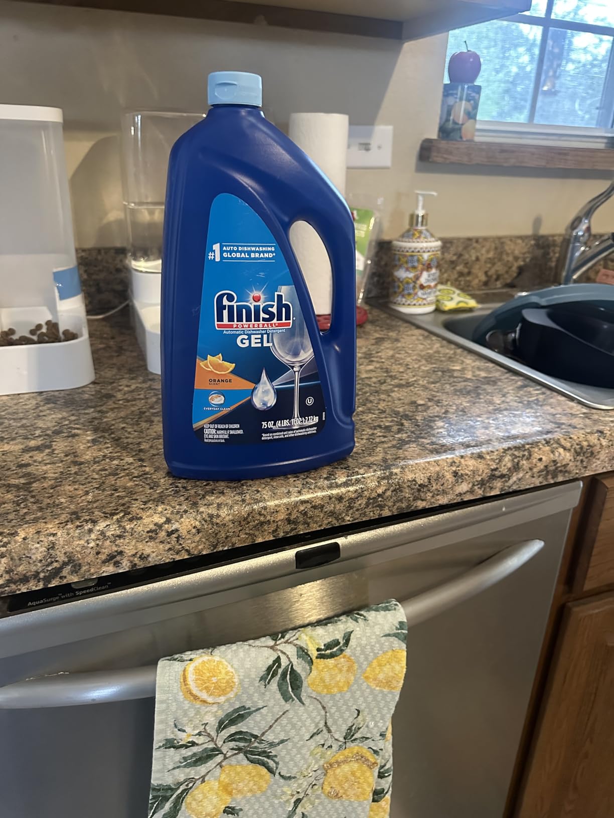 Finish Gel Dishwasher Detergent Liquid, Plastic Free Formula, Orange, 75oz customer photo 1