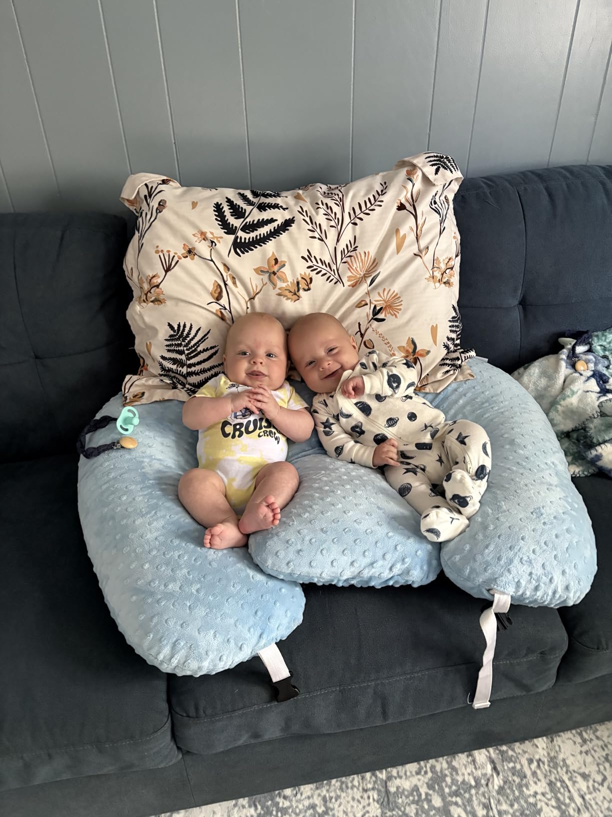 Twin Z Nursing Pillow | Bottle or Breastfeeding | Plus Size Friendly - Blue customer photo 1