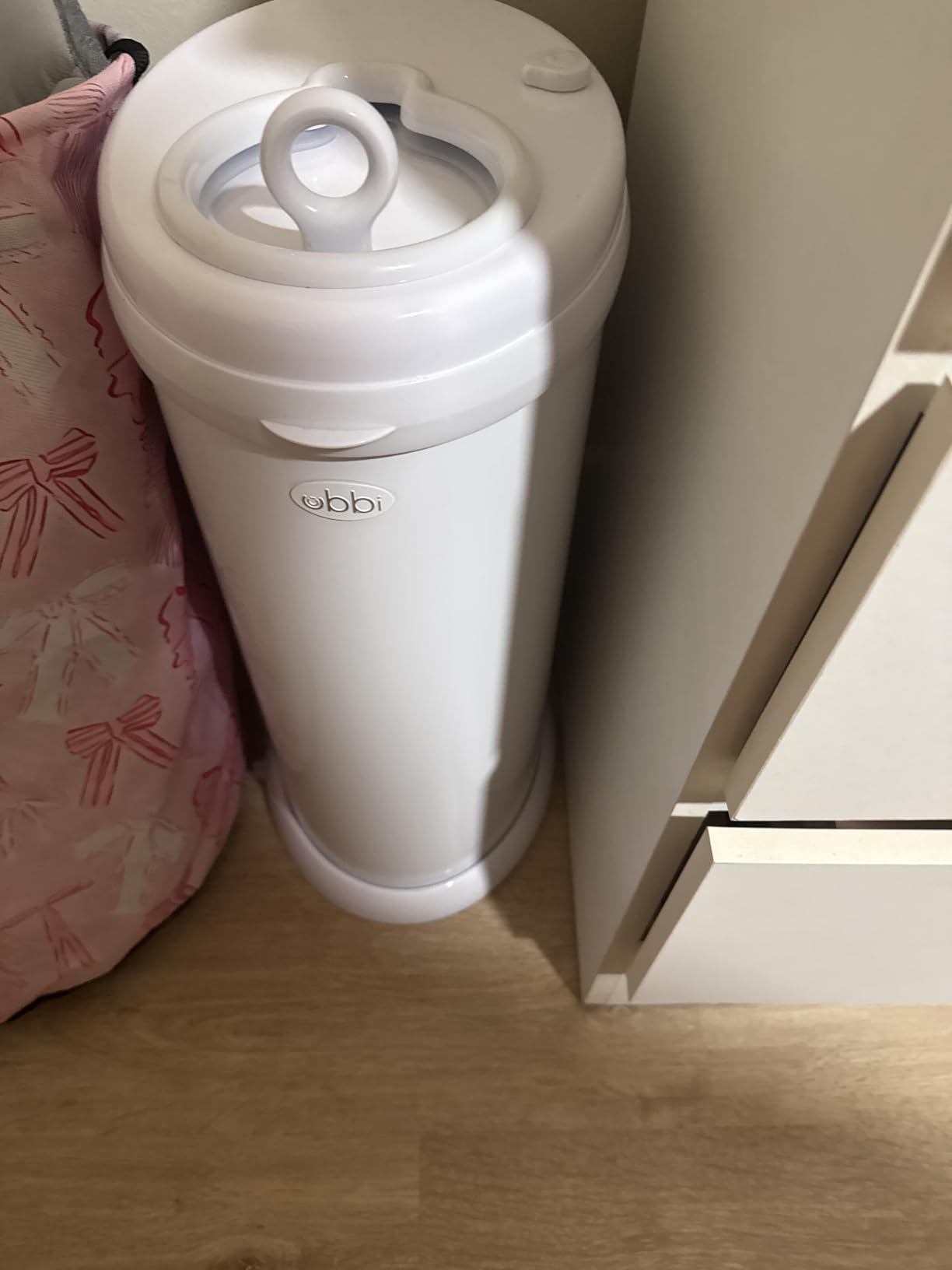 Ubbi Stainless Steel Diaper Pail, No Special Bags, Odor-Locking, White | Award-Winning Registry Must-Have, Childproof Safety Lid with Lock, Holds Up To 55 Newborn Diapers, Modern Nursery Essential customer photo 1