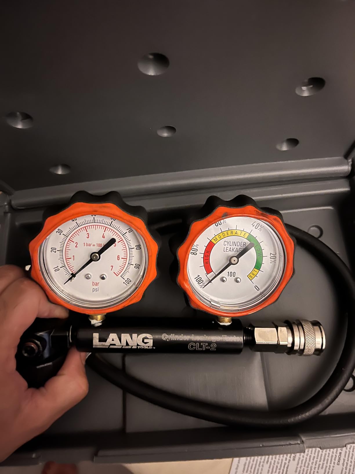 Lang Tools CLT-2 100 PSI Cylinder Leakage Tester with 2 Gauges, One Size customer photo 1