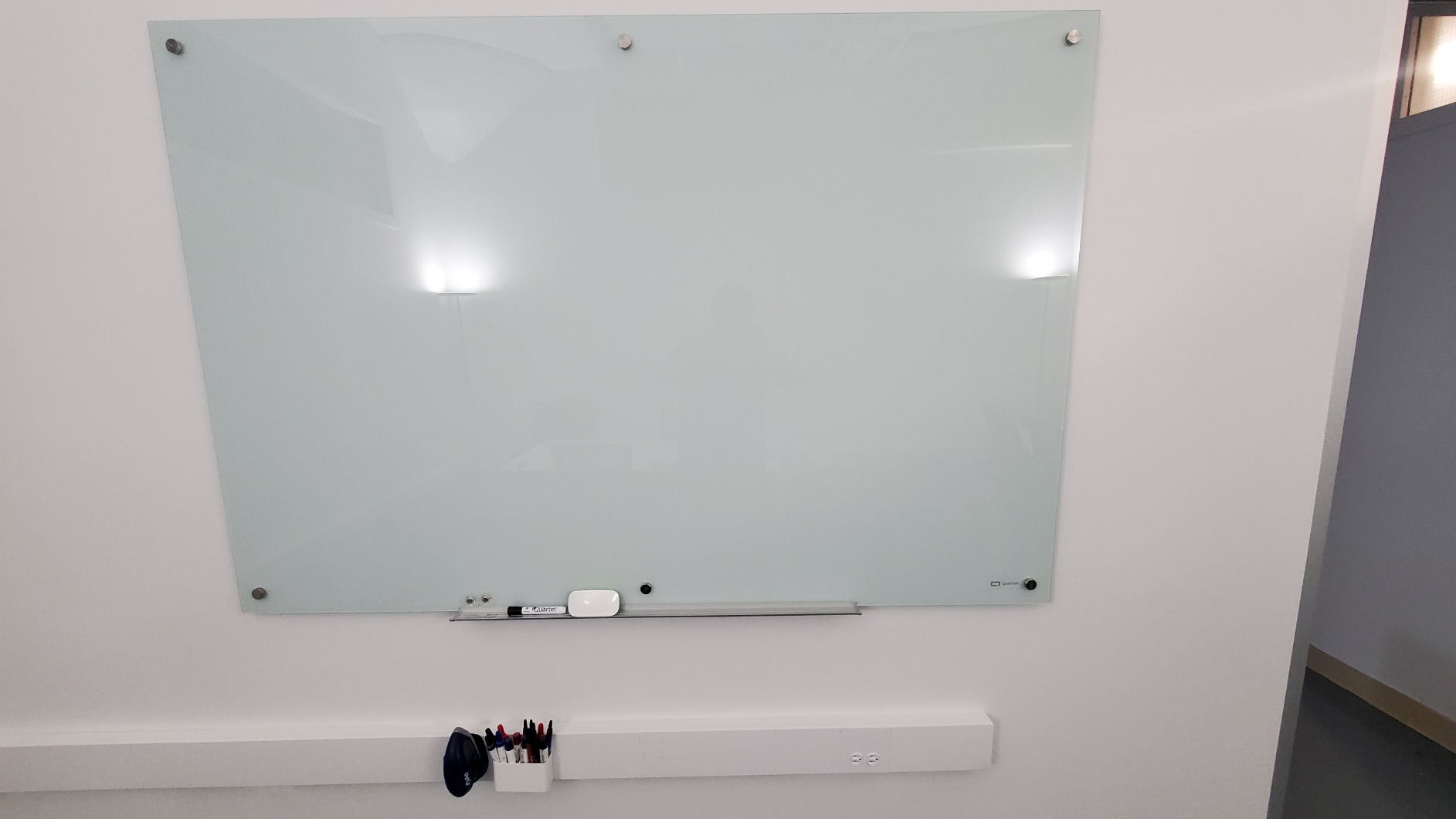 Quartet Whiteboard, Glass Dry Erase Board, Magnetic, 6' x 4', Infinity Frameless Mounting, White Surface, Accessory Tray, 1 Dry Erase Marker and 2 Glass Board Magnets (G7248W) customer photo 1