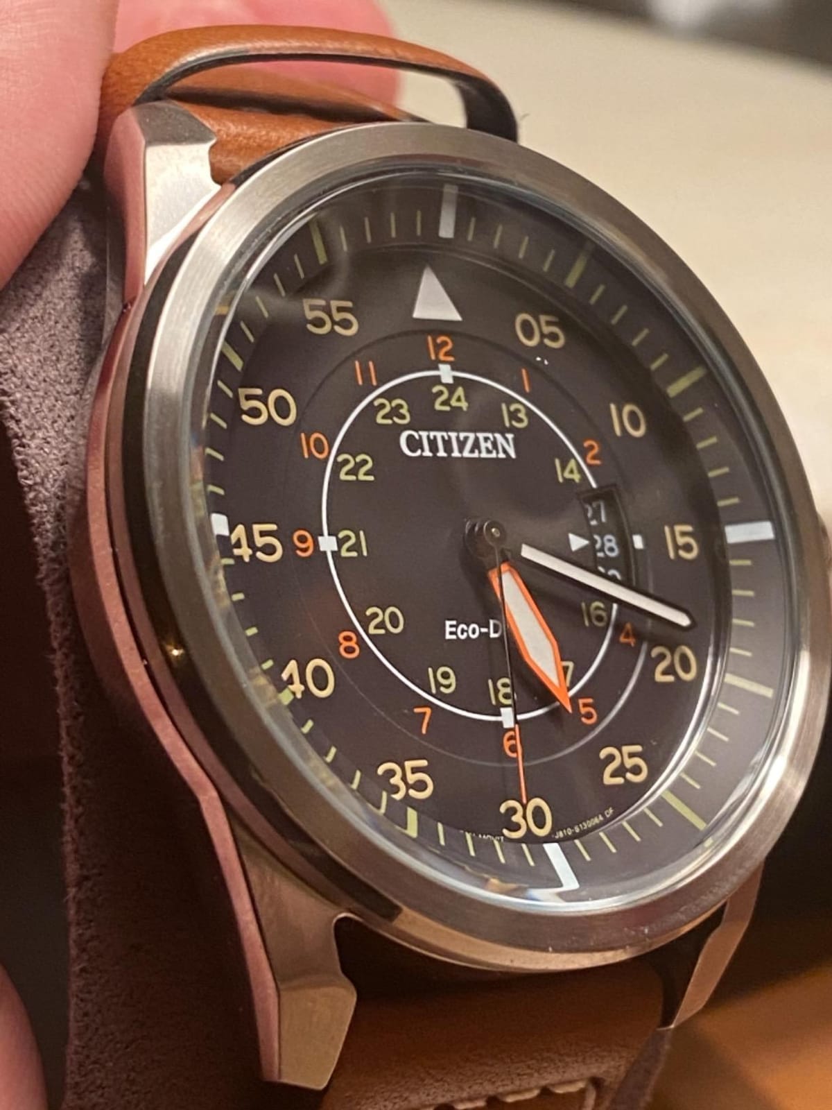 Citizen Men's Eco-Drive 3-Hand Date Avion Watch with Leather Strap (Style: AW1361:10H) customer photo 1