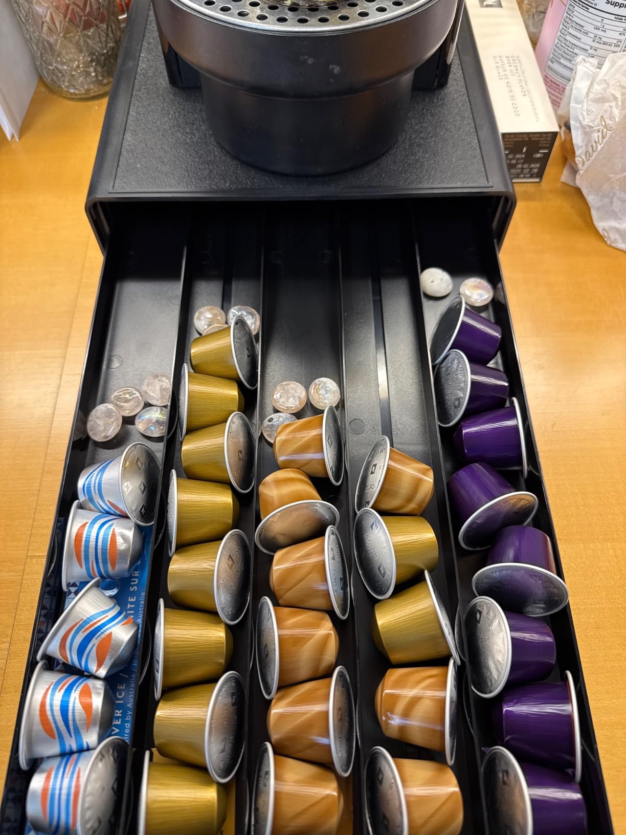 Amazon Basics Nespresso OriginalLine Coffee Pod Storage Drawer Holder, 50 Capsule Capacity, Black customer photo 1