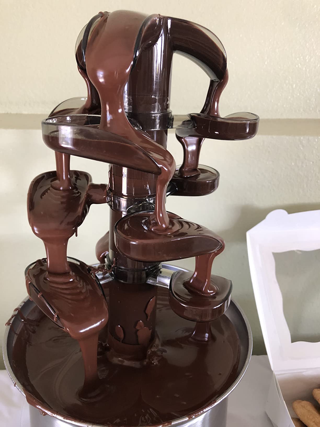 Nostalgia 4 Tier Electric Chocolate Fondue Fountain Machine for Parties - Melts Cheese, Queso, Candy, and Liqueur - Dip Strawberries, Apple Wedges, Vegetables, and More - 32-Ounce - Stainless Steel customer photo 2
