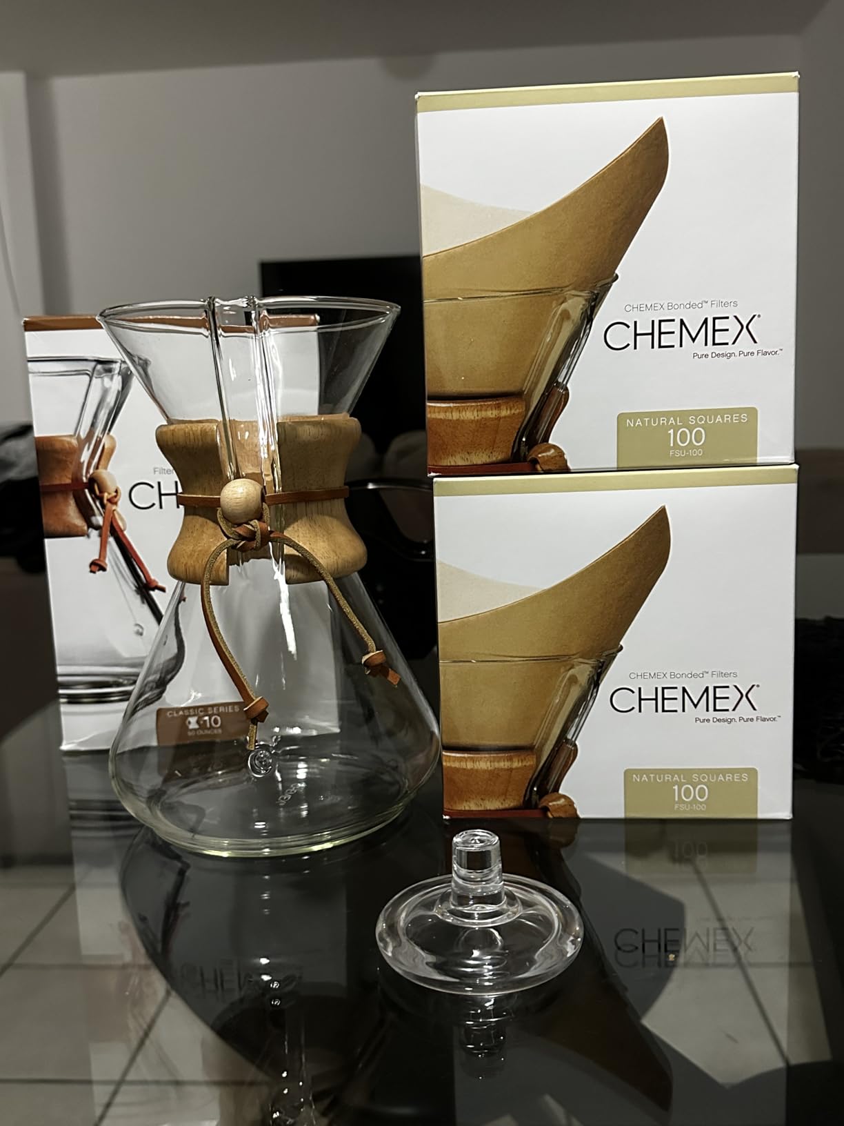Chemex 10 Cup Pour Over Coffee Brewer Set, Glass Carafe, 200 Filters, 50oz customer photo 1