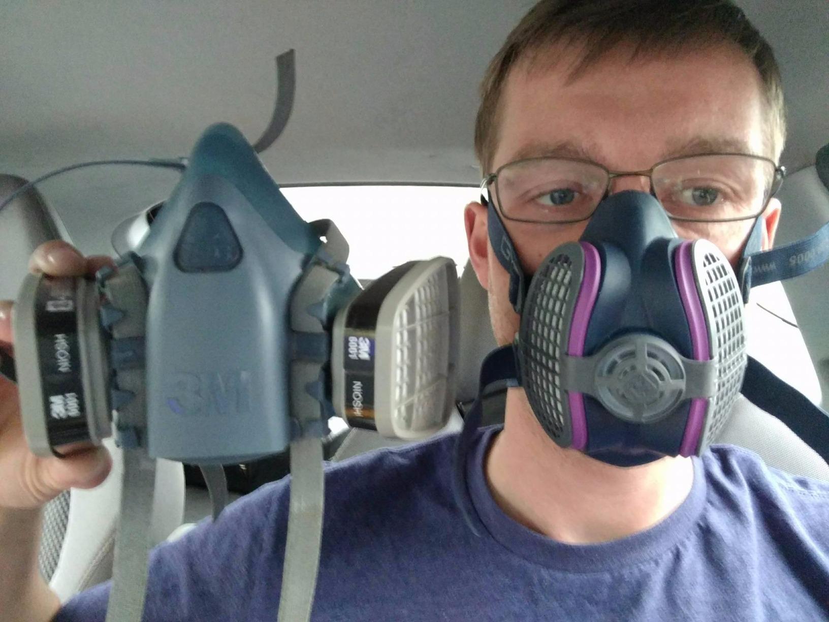 GVS SPR457 Elipse P100 Dust Half Mask Respirator with replaceable and reusable filters included, blue, m/l size customer photo 1