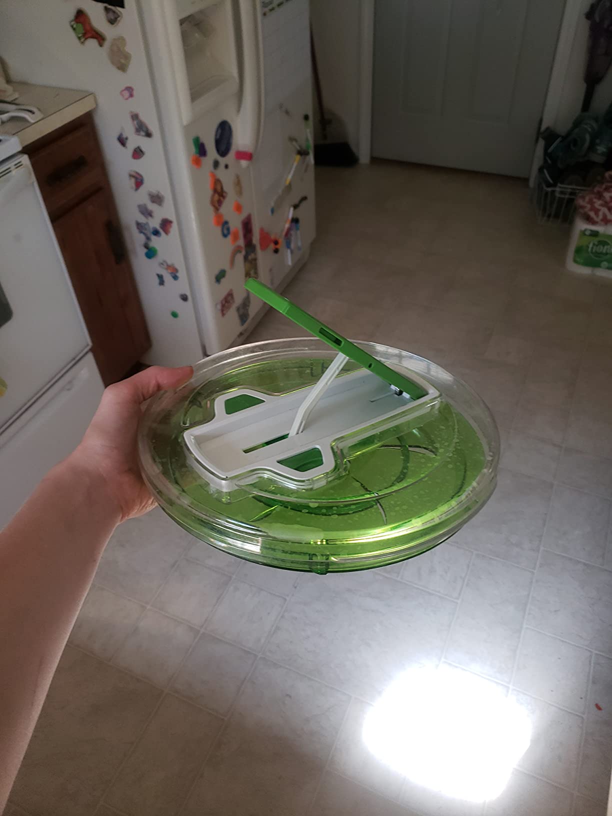 Zyliss Swift Dry Salad Spinner Large - Plastic Lettuce Colander and Spinner - Vegetable and Fruit Washer and Dryer - Dishwasher Safe Produce Tosser and Salad Spinner - Green, Large customer photo 2
