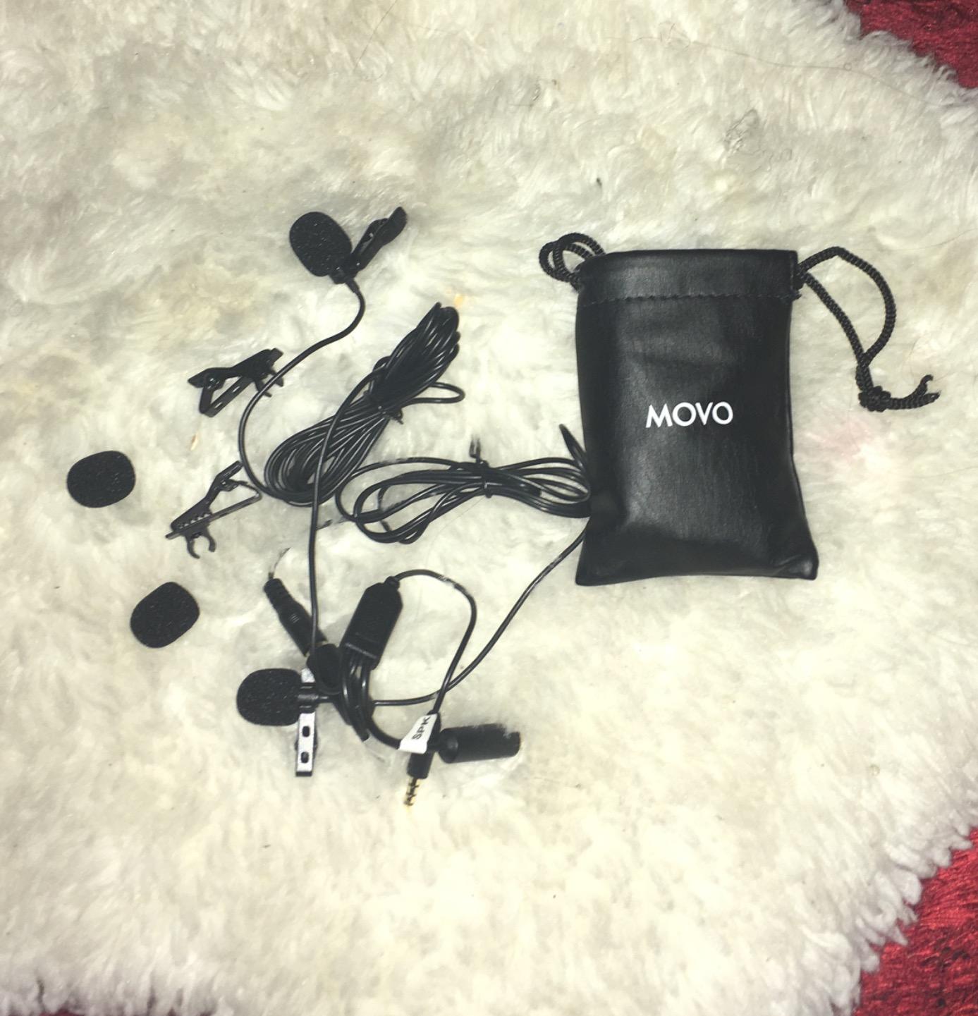 Movo Professional Lavalier Lapel Clip-on Interview Podcast Microphone with Secondary Mic and Headphone Monitoring Input for iPhone, iPad, Samsung, Android Smartphones, Tablets - Podcast Equipment customer photo 1