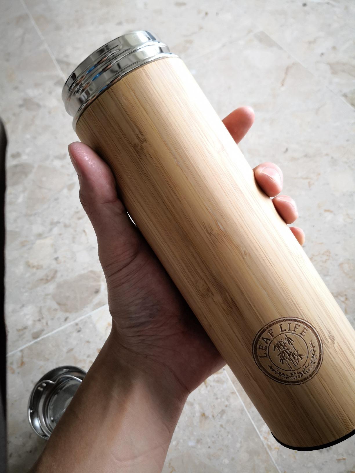 LeafLife Premium Bamboo Tea Tumbler with Infuser for Loose Leaf Tea | Insulated Coffee Bottle, Stainless Steel Gift Set, Leakproof Travel Mug, 17oz customer photo 1