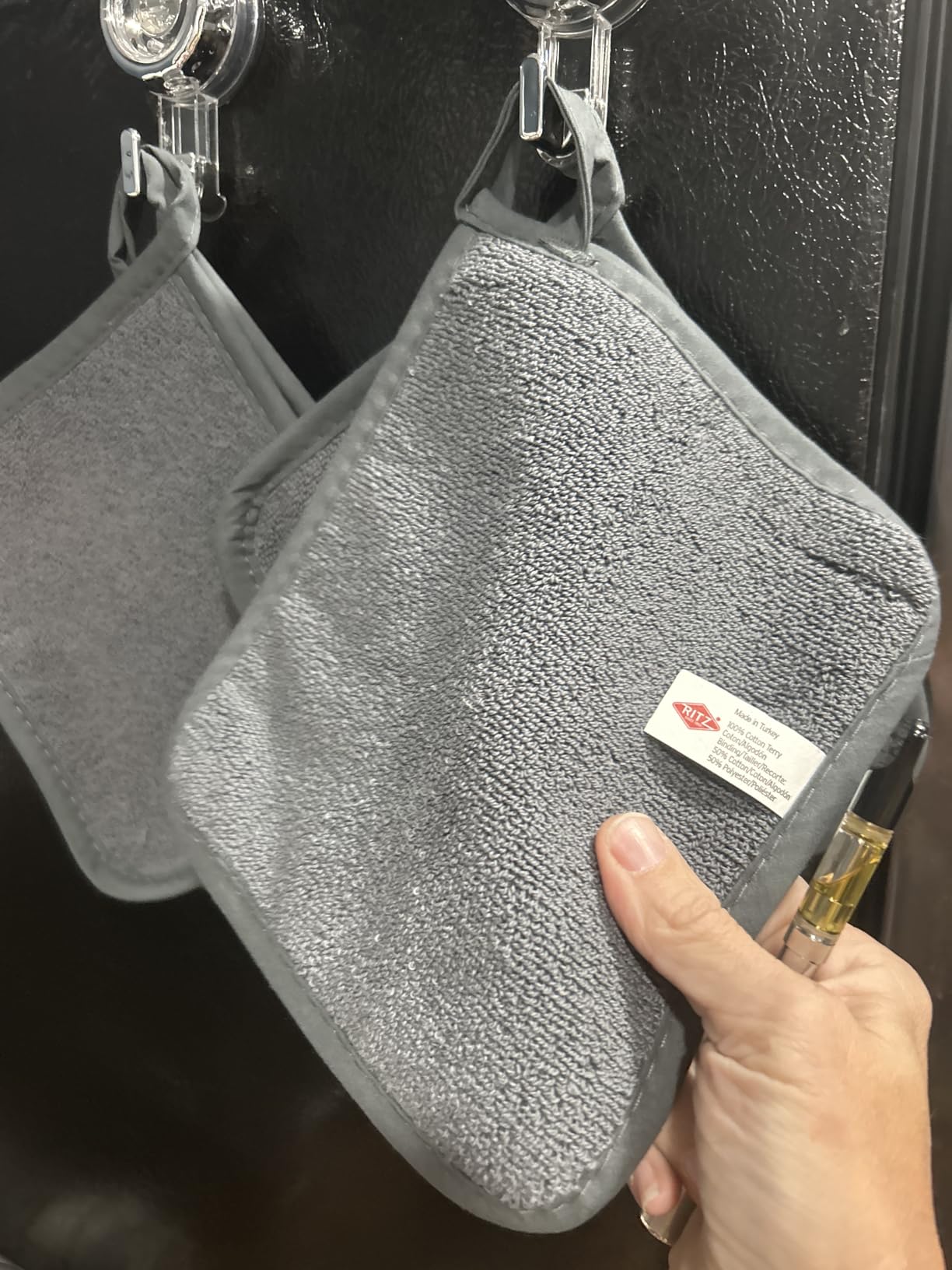 RITZ Terry Potholder & Hot Pad: Unparalleled Heat Resistant, Durable 100% Cotton - Ergonomically Designed for Optimal Grip - Easy-Care Machine Washable - 2-Pack, Graphite customer photo 2