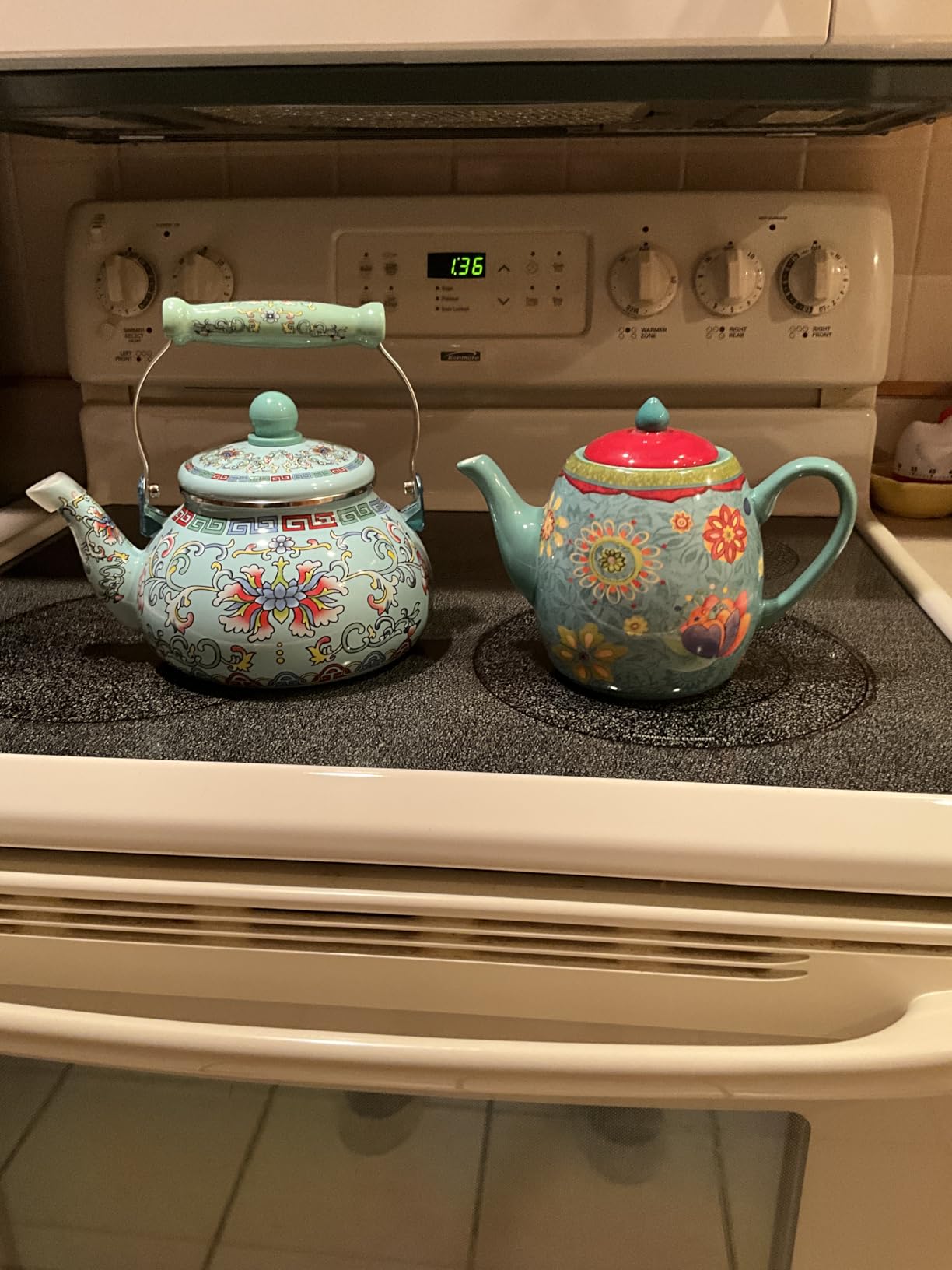 Tunisian Sunset Ceramic Teapot – 40 oz. Blue Floral Boho Teapot with Lid, Bright Multicolor Folk-Inspired Design for Tea Lovers, Entertaining & Eclectic Kitchen or Gift Giving customer photo 2