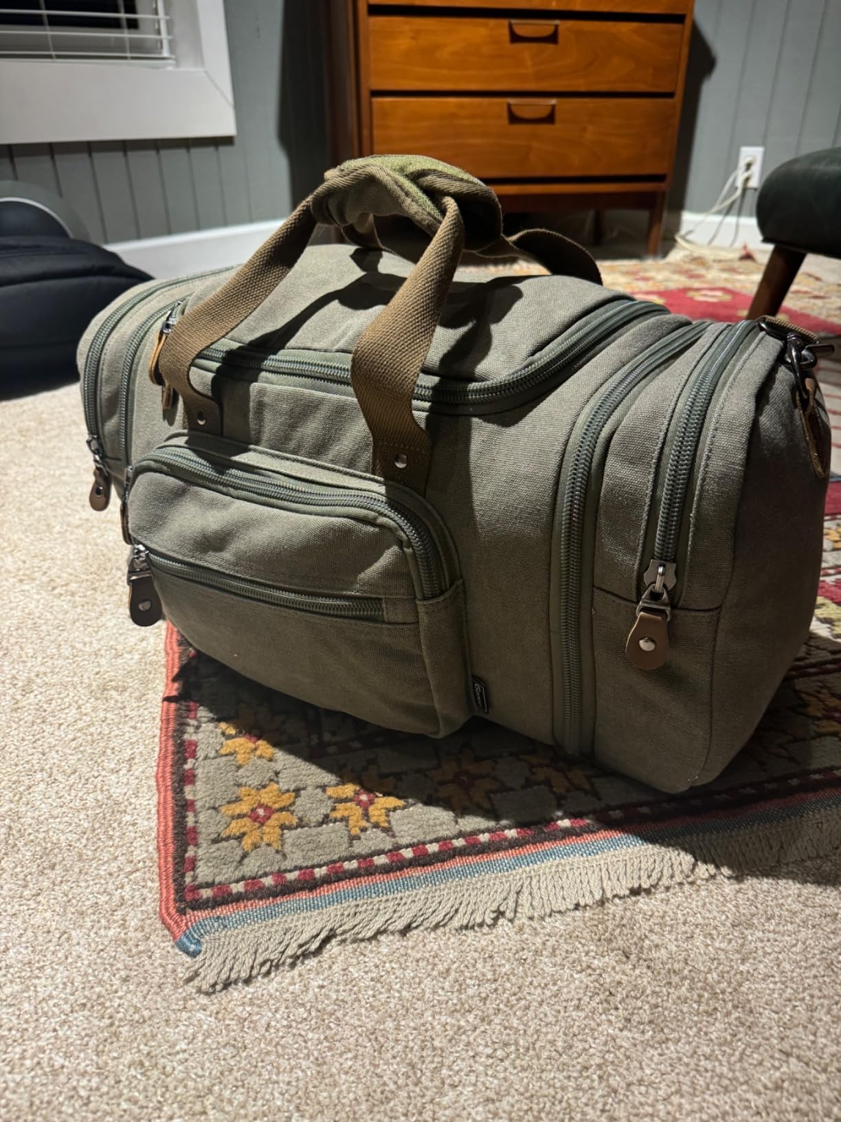 Gonex Canvas Duffle Bag, Expandable 50L Travel Overnight Weekender Bag customer photo 1