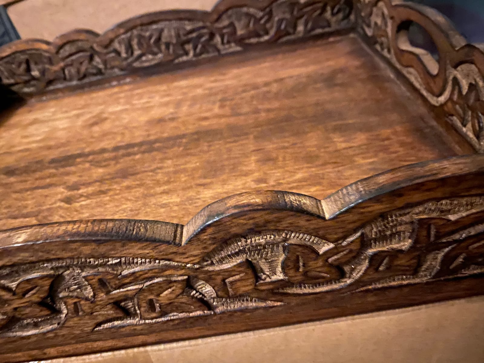 COTTON CRAFT Hand Carved Wooden Serving Tray - Breakfast Tray with Handles customer photo 2