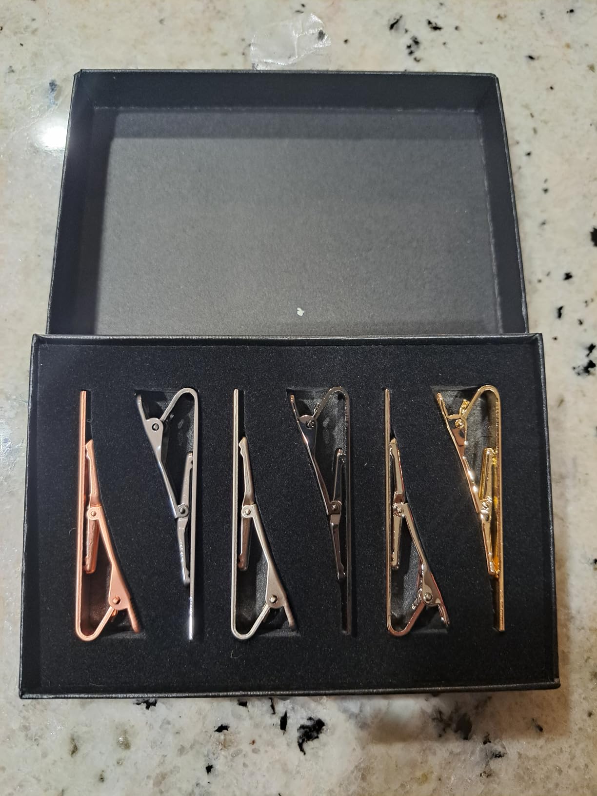 Tie Clips for Men, 6 PACK Tie Clip Set with Elegant Gift Box - Shiny & Matte Tie Clips Black, Silver, Gold Tie Bar Tie Pinch Tie Clasp. Nice Gift for Father, Husband, Boyfriend, Wedding (Classic 6PC) customer photo 2