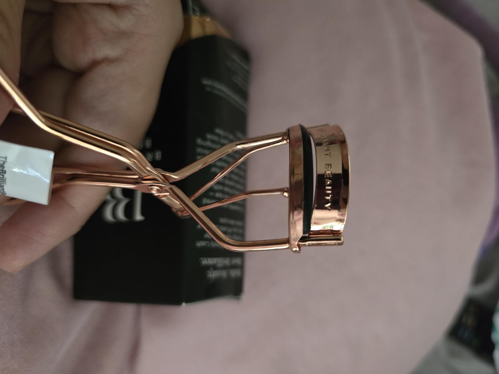Brilliant Beauty Eyelash Curler with Satin Bag & Refill Pads - Award Winning - No Pinching, Just Dramatically Curled Eyelashes for a Lash Lift in Seconds (Rose Gold) customer photo 1