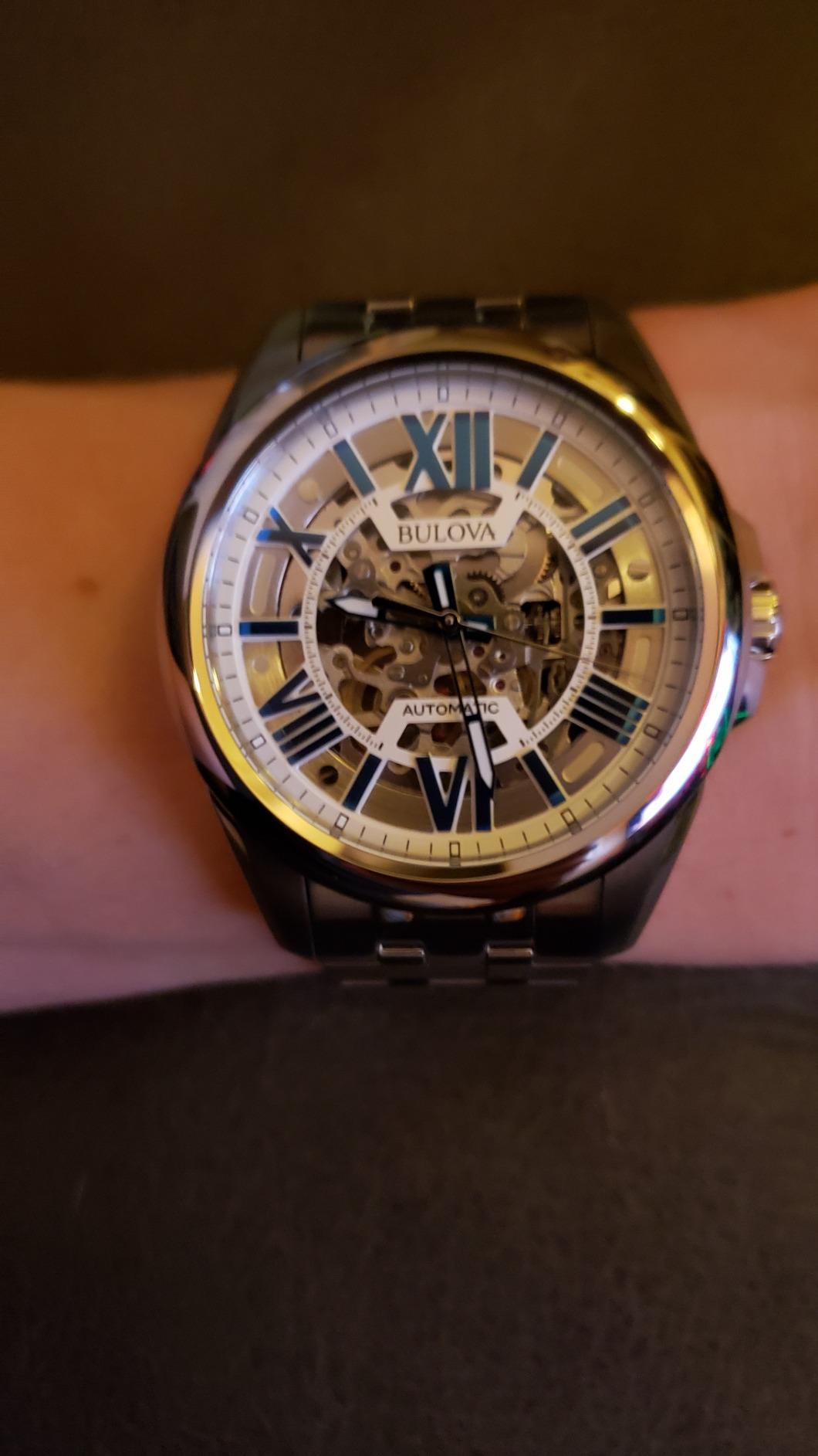Bulova Men's Classic Sutton 3-Hand 21-Jewel Automatic Watch, 42 Hour Power Reserve, Skeleton Dial, Luminous Hands, 100M Water Resistant, 43mm customer photo 2