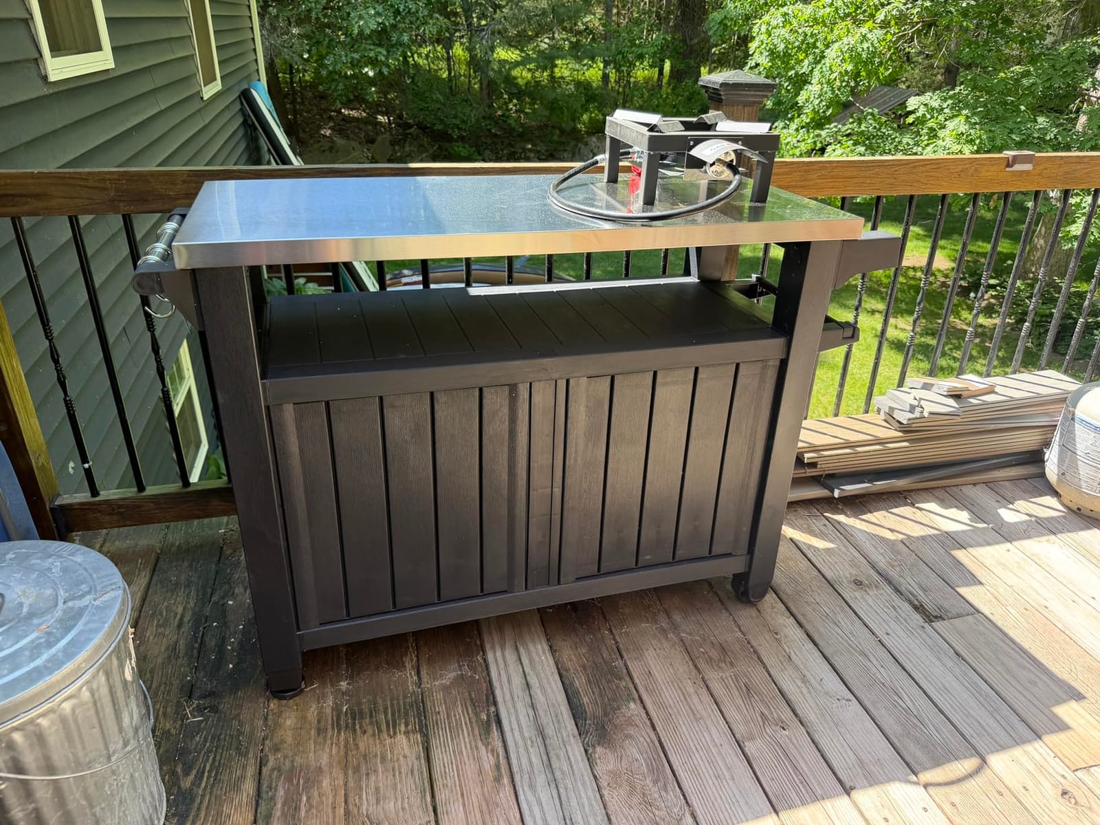 Keter Outdoor Rolling Table Cart for Food Prep, Storage, Dark Brown customer photo 1