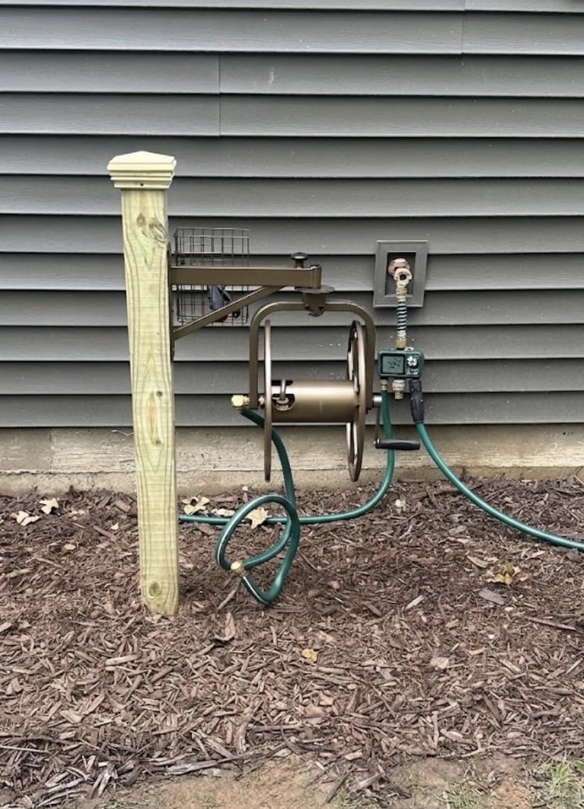 Liberty GARDEN 712 Single Arm Navigator Multi-Directional Garden Hose Reel, Holds 125-Feet of, 5/8-Inch, Bronze customer photo 2