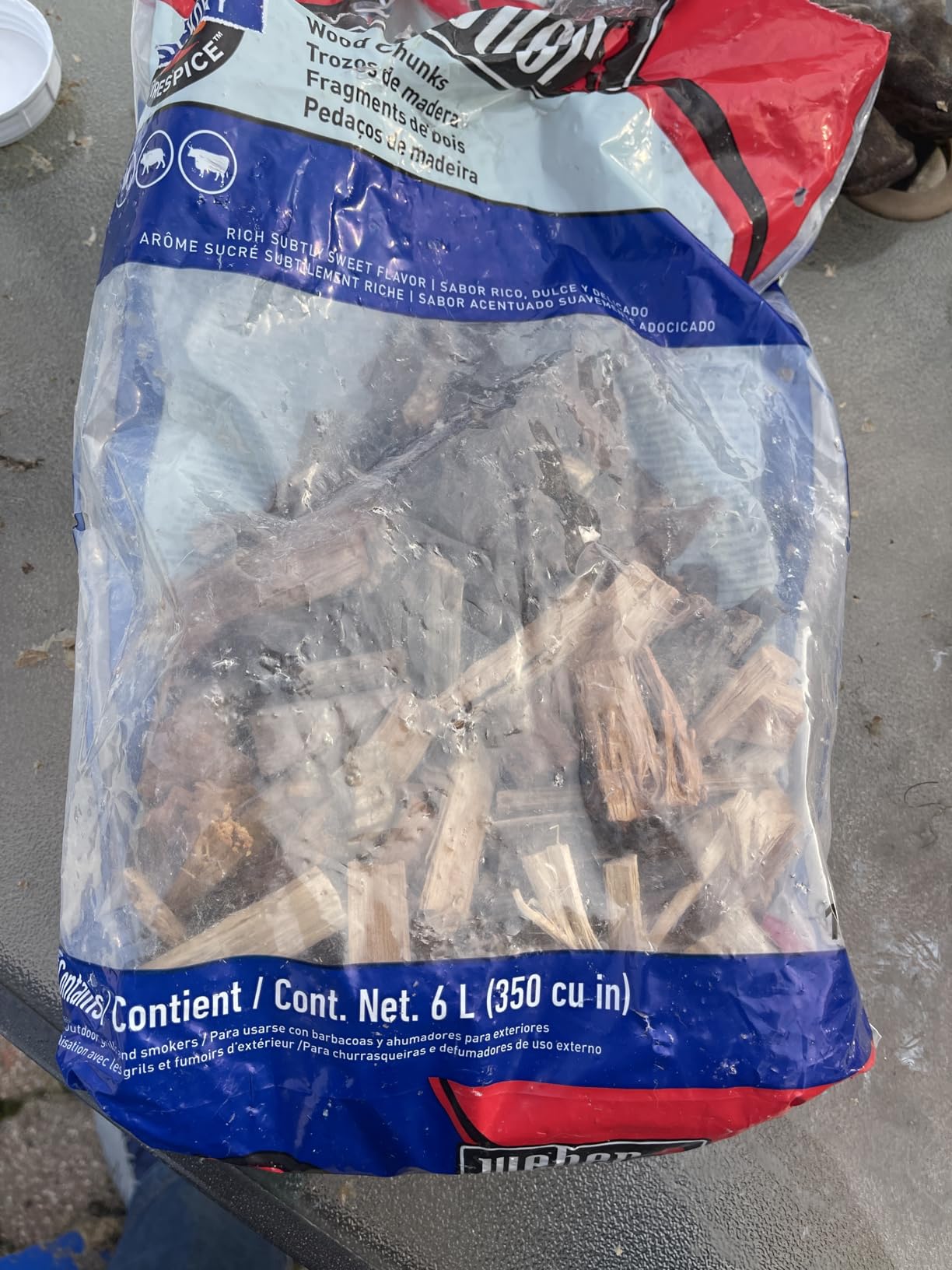 Weber Hickory Wood Chunks, Outdoor Cooking Fuel, 4 lb | Premium BBQ Smoking & Grilling Fuel for Rich, Subtly Sweet Flavor - Ideal for Beef, Lamb, Poultry & Pork - Long Lasting customer photo 1