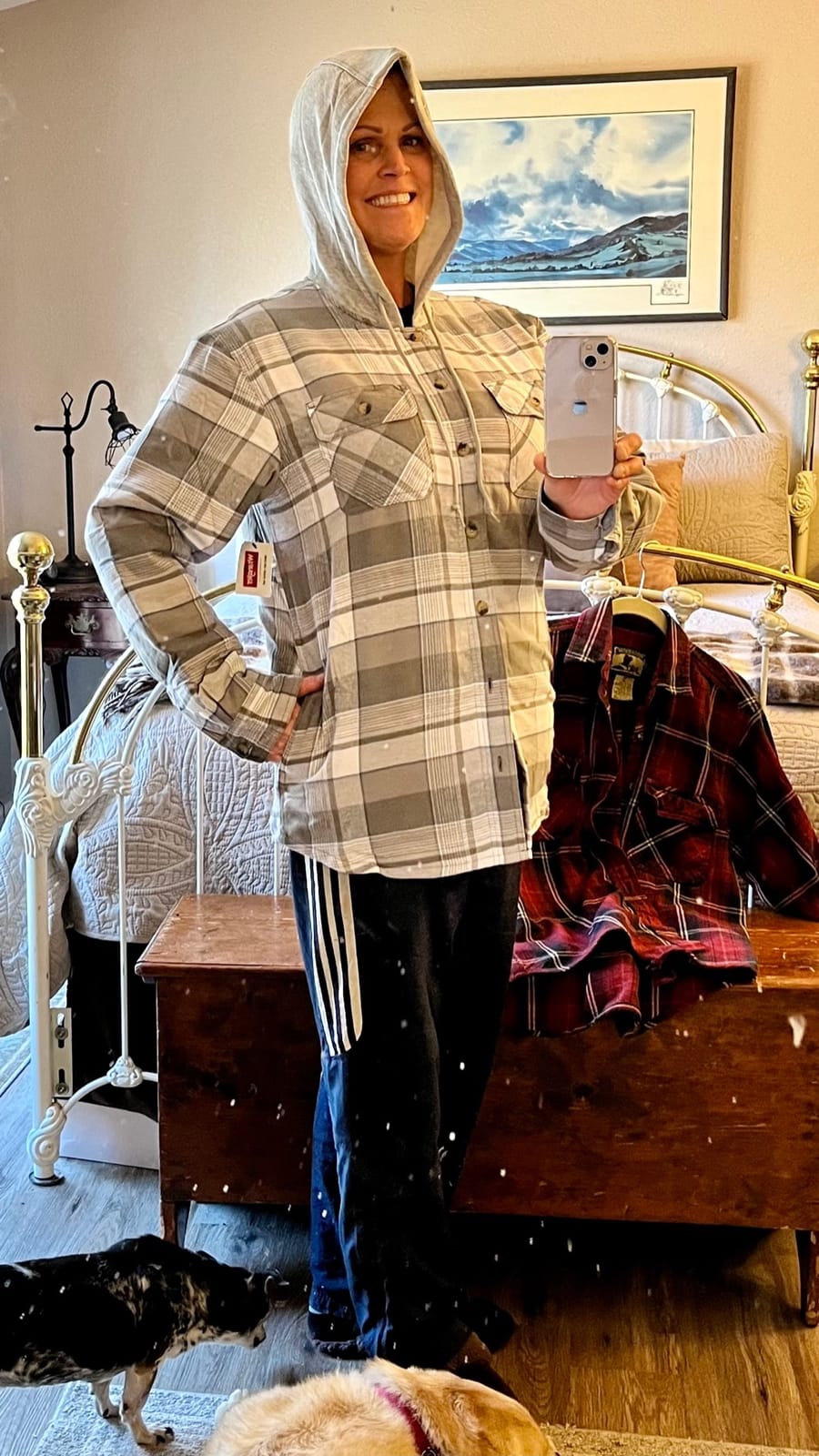Wrangler Authentics Men's Long Sleeve Quilted Lined Flannel Shirt Jacket with Hood customer photo 2