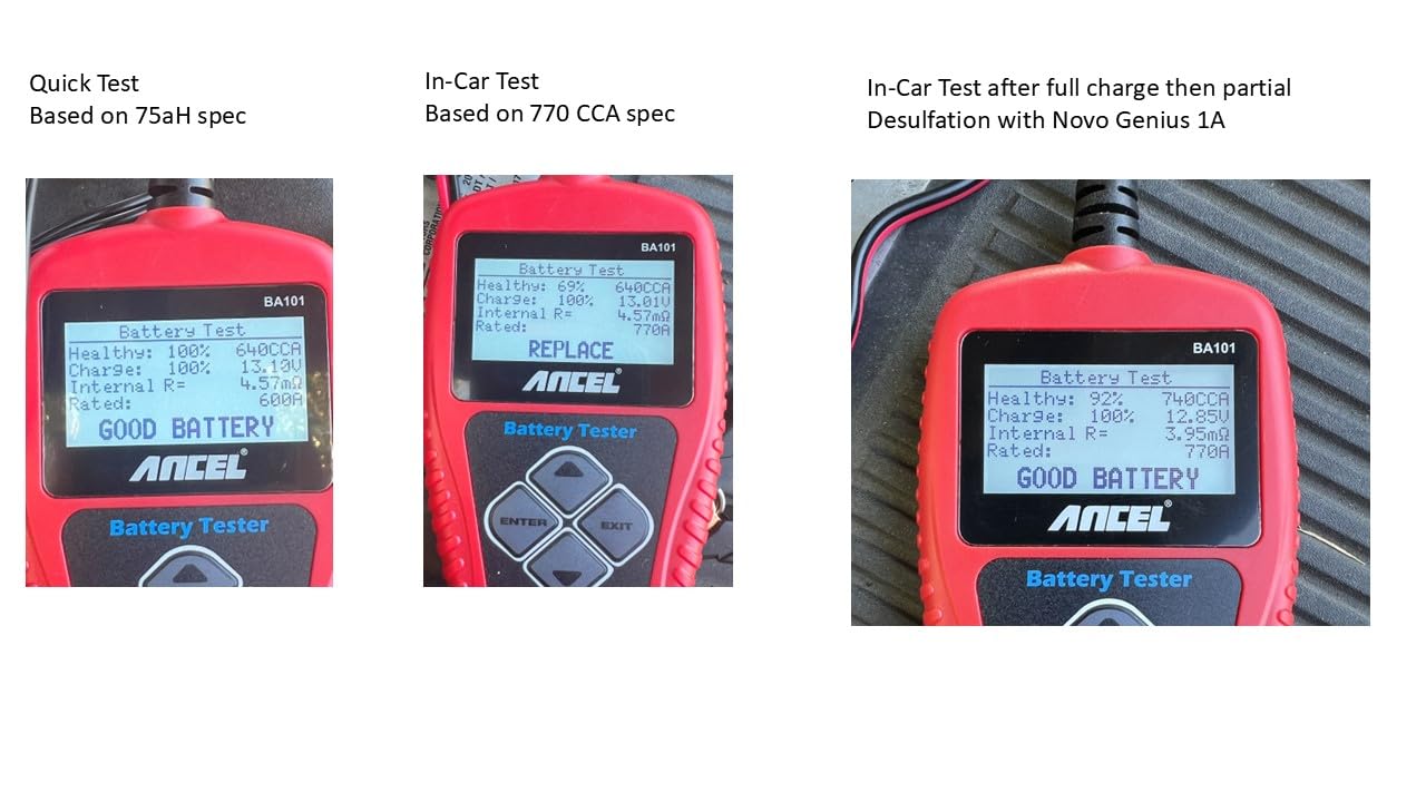 ANCEL BA101 Car Battery Tester, 12V Digital Automotive Alternator Meter Diagnostic Tool, 100-2000 CCA Load Capacity customer photo 1