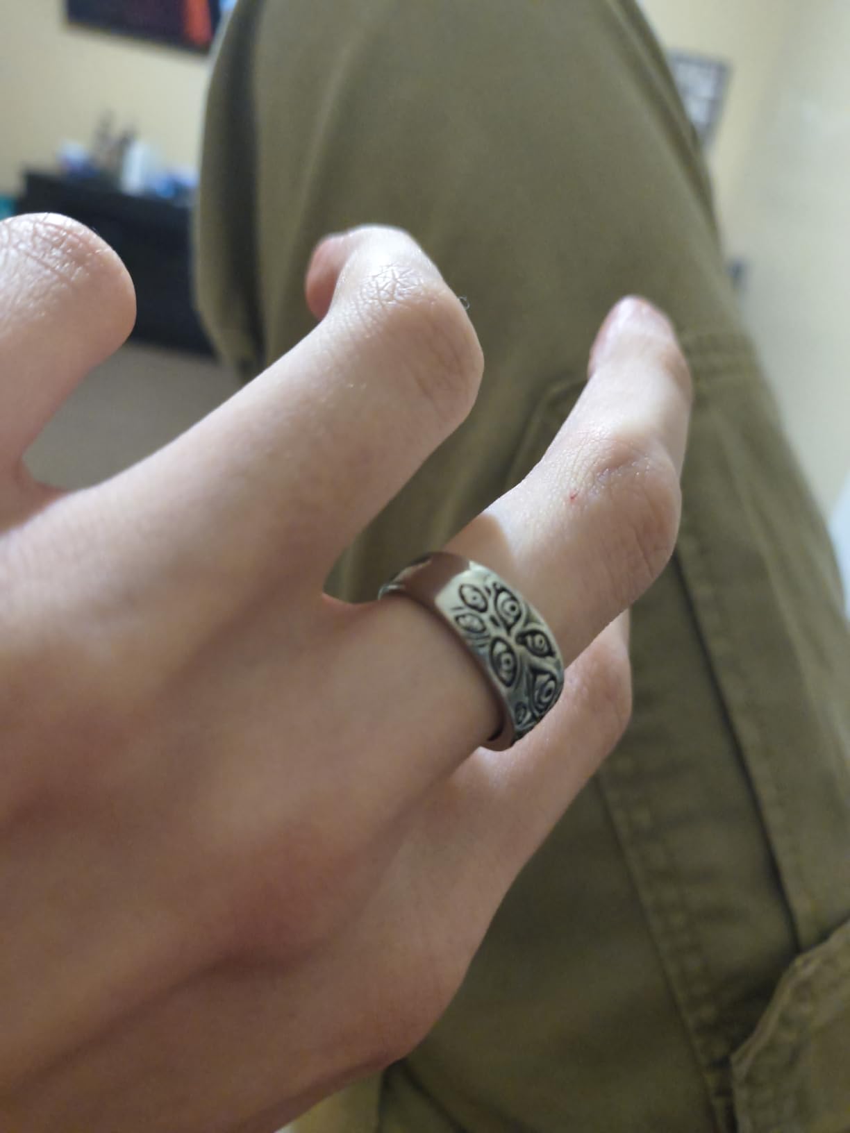 Men's Vintage Engraved Eye of God Ring Black Gold Silver Tone customer photo 1