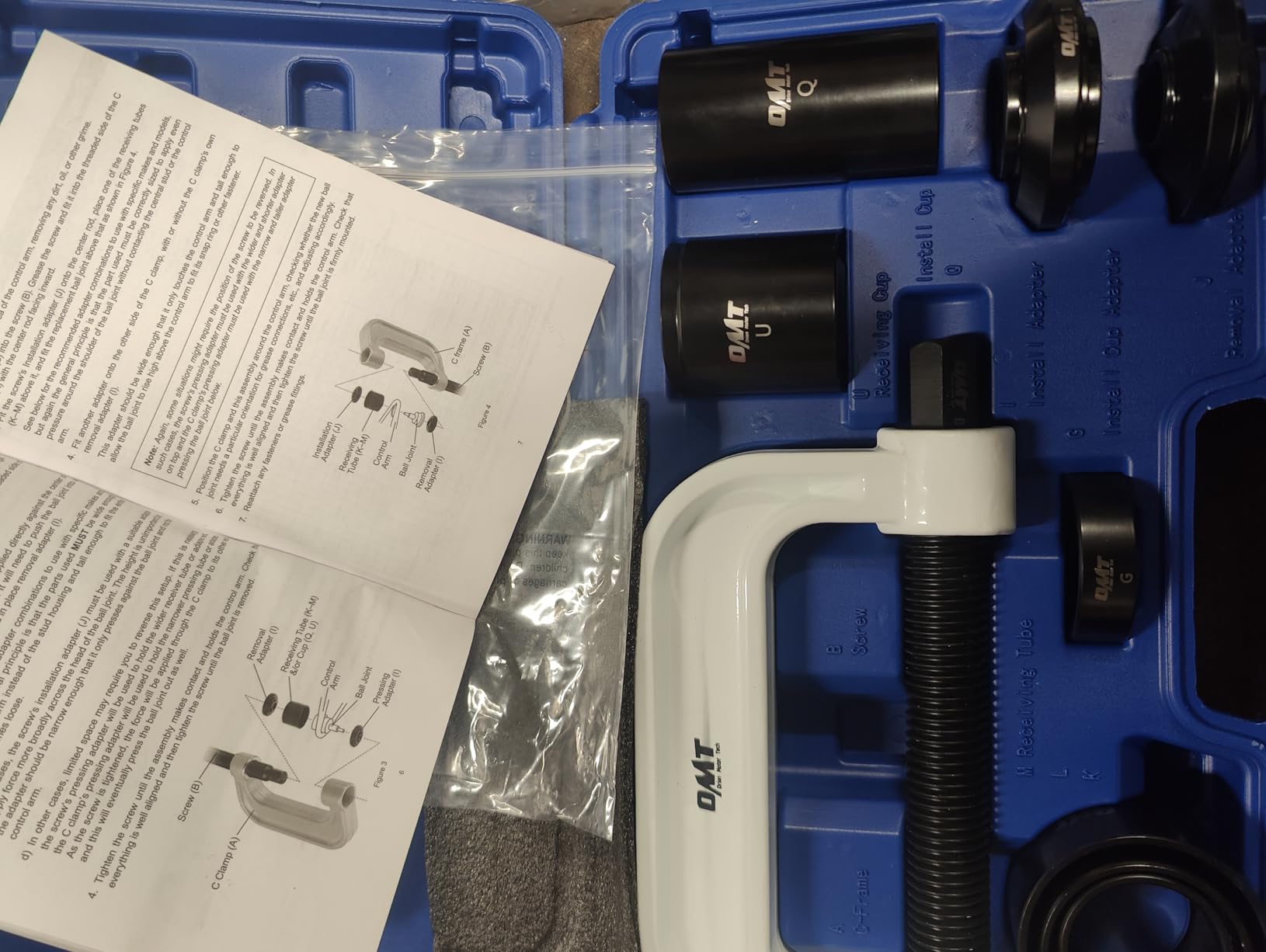 OMT Ball Joint Press Kit, Ball Joint Removal Tool with 4x4 Adapters | Heavy Duty Ball Joint Tools for Most 2WD and 4WD Cars and Light Trucks, Blue C-frame customer photo 2