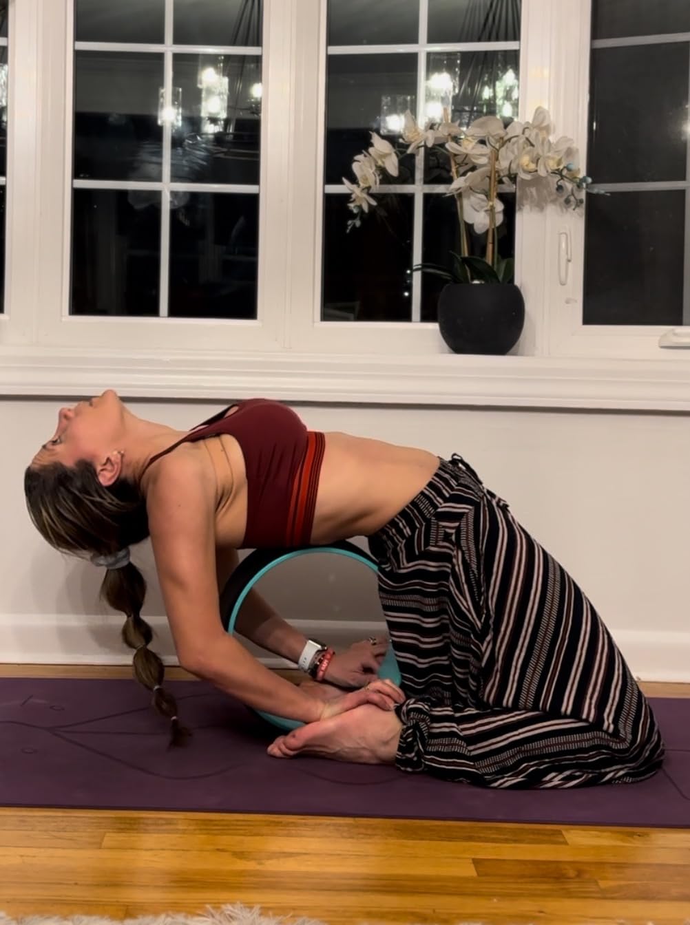 Yoga Wheel for Back Pain Relief - Beginners Guide & Strap Included | Comfortable Back Roller to Release Tension, Deepen Stretches & Boost Flexibility - Improve Posture at Home customer photo 1