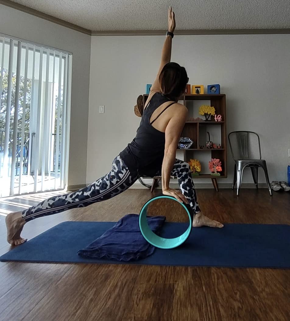 Yoga Wheel for Back Pain Relief - Beginners Guide & Strap Included | Comfortable Back Roller to Release Tension, Deepen Stretches & Boost Flexibility - Improve Posture at Home customer photo 2