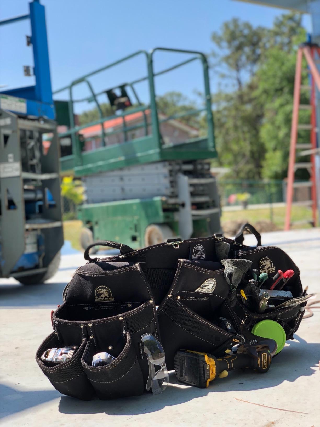 Gatorback B145 Carpenter & Framer Triple Tool Belt Combo, Medium | Patented ventilated back support comfort system with memory foam, three-pouch storage and heavy-duty construction. customer photo 2